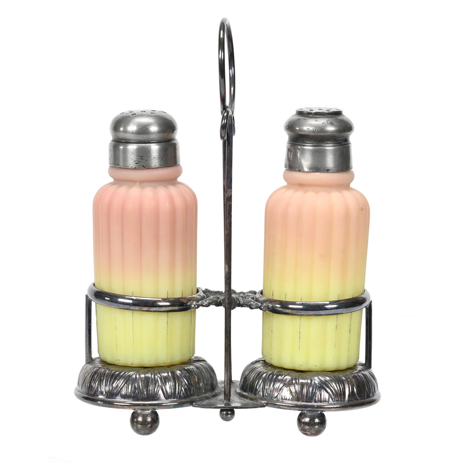 Victorian Salt & Pepper Set, Burmese Art Glass (1 of 4)