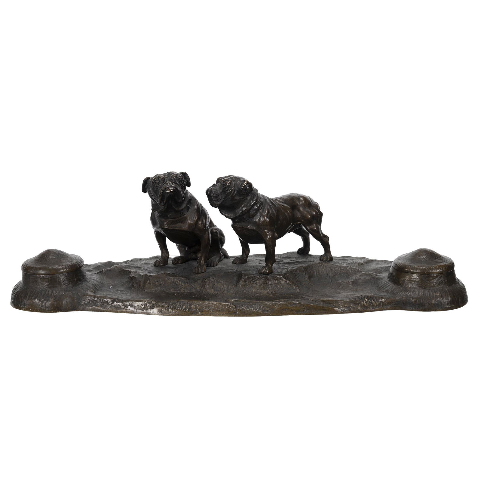 Figural Marked Austrian Bronze Double Ink Well (1 of 6)