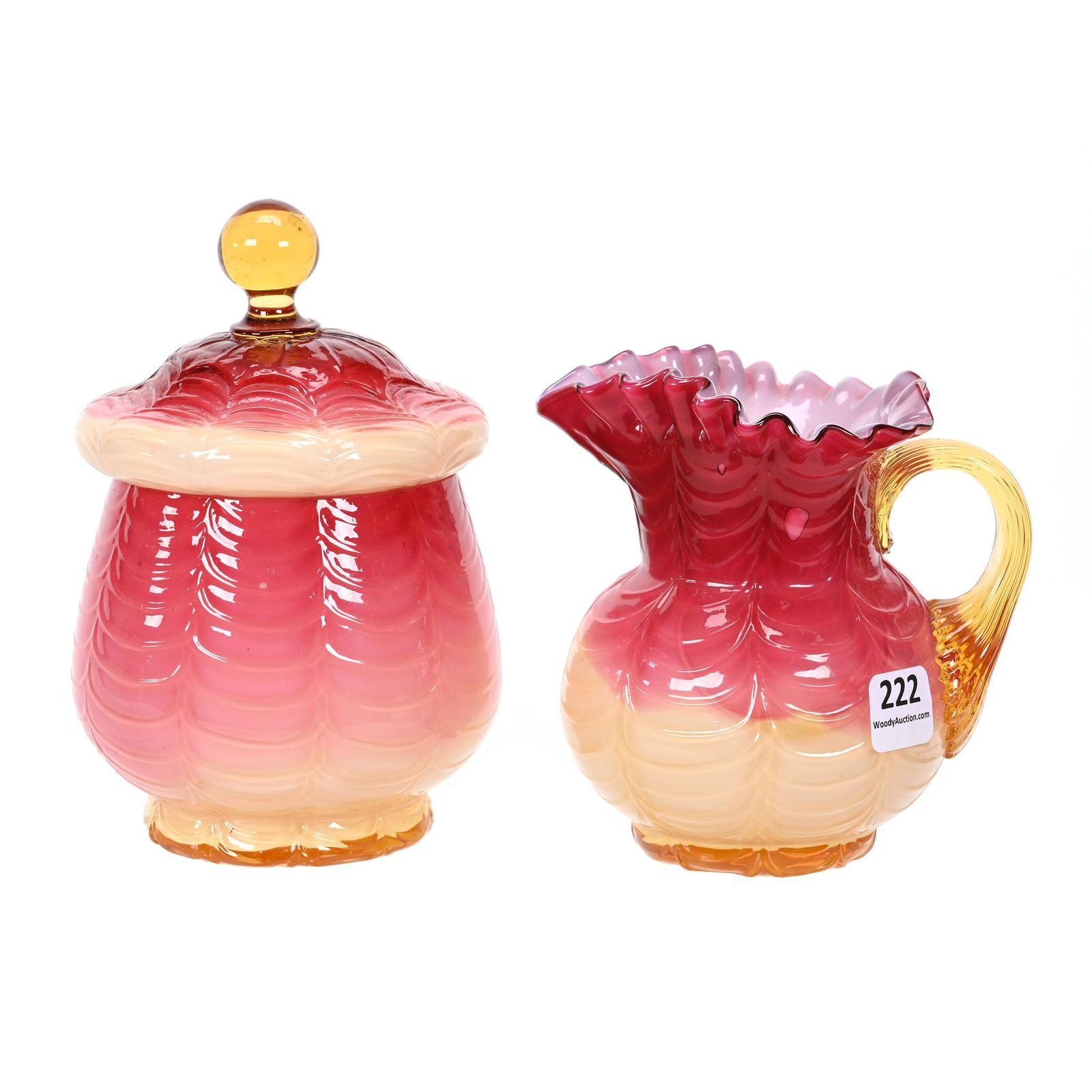 Creamer & Sugar, Phoenix Drape Art Glass (1 of 4)