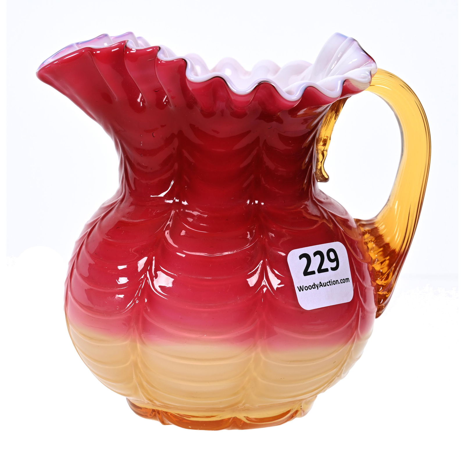 Pitcher, Phoenix Drape Art Glass (1 of 3)