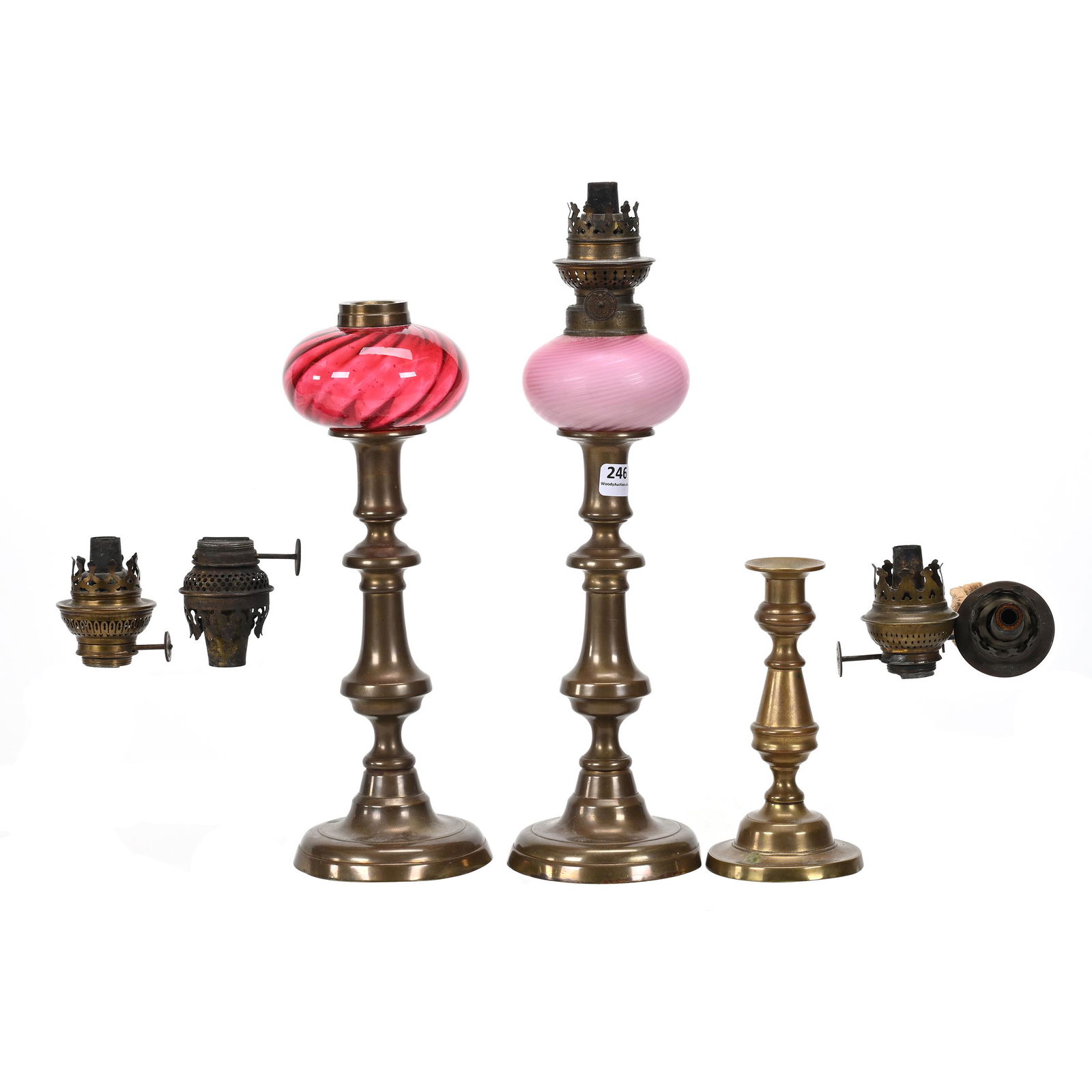 (2) Peg Lamps, Art Glass Fonts, Brass Bases (1 of 3)