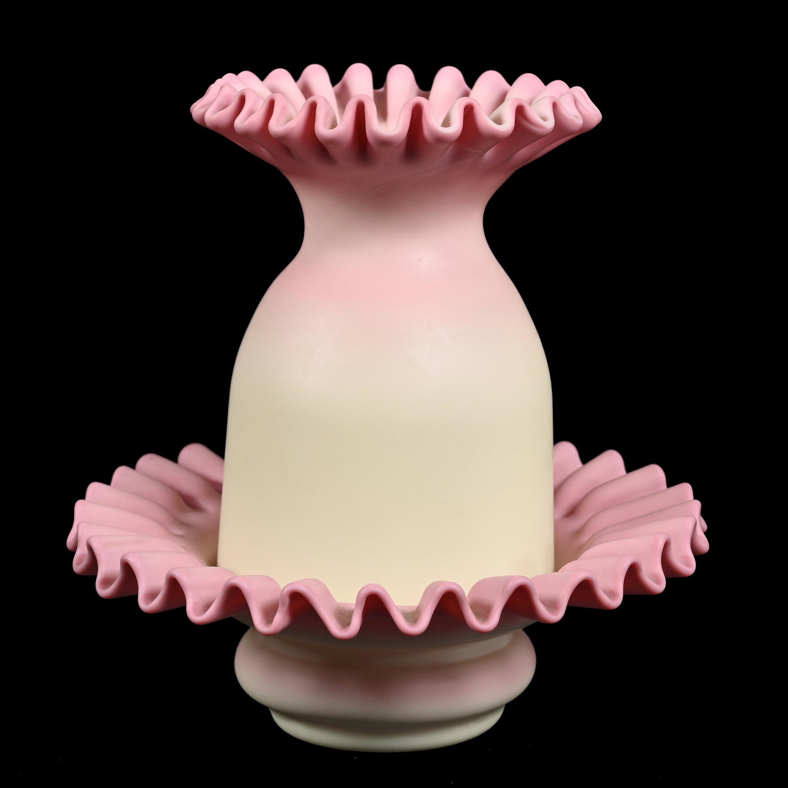 Fairy Lamp, Gunderson Burmese Art Glass: Fairy Lamp, Gunderson Burmese Art Glass, 6" x 5.75", Ruffled Rim, Kentucky Personal Collection