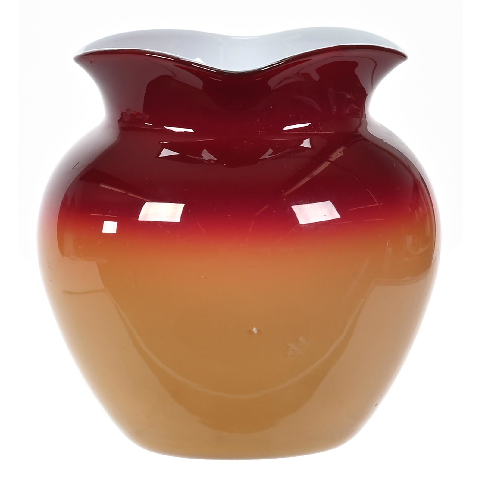 Vase, Wheeling Peachblow Art Glass: Vase, Wheeling Peachblow Art Glass, 3.5" x 3.5", Glossy Finish, Square Top, Polished Pontil Base, Indiana Private Collection