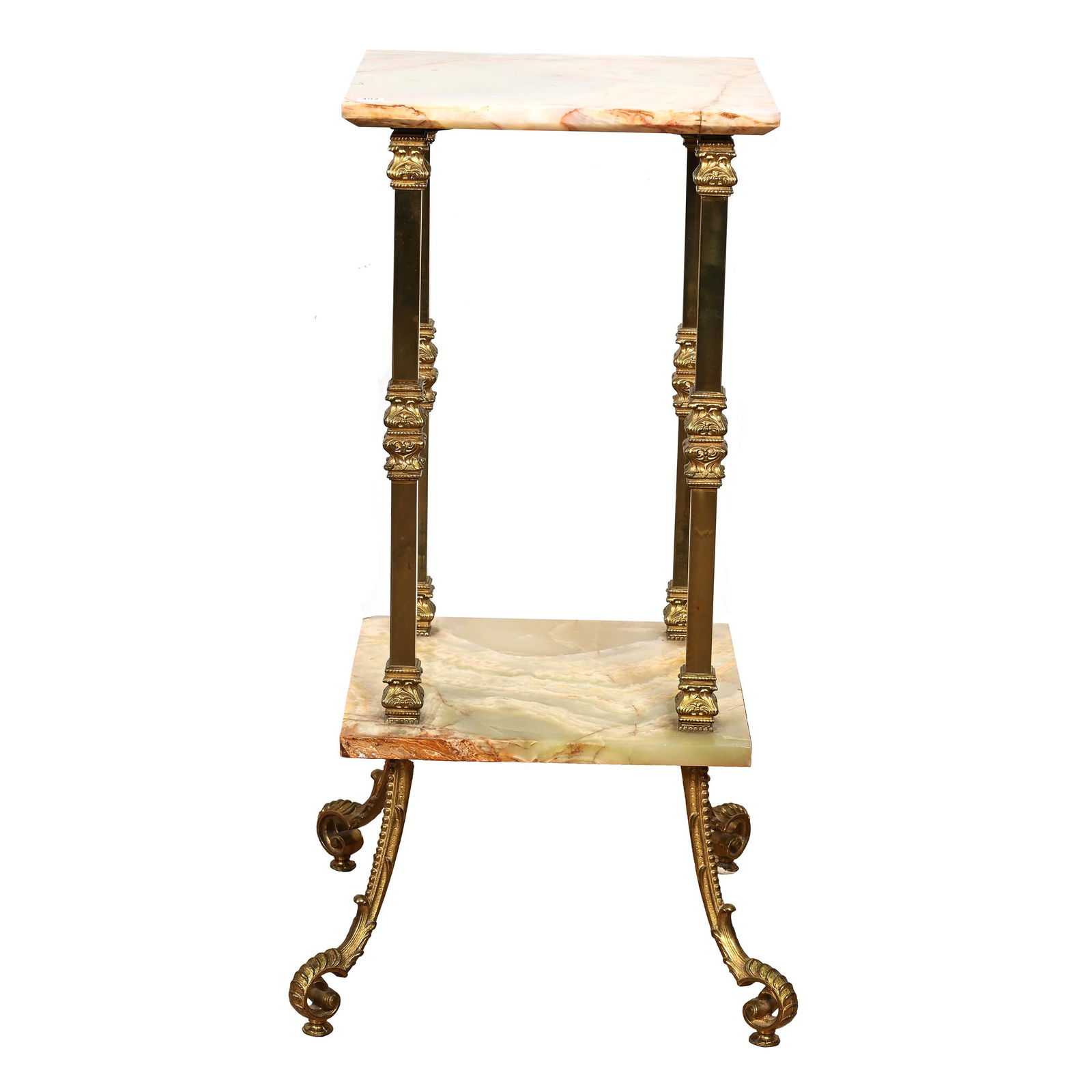 Fern Stand, Brass Frame, Marble Top (1 of 4)