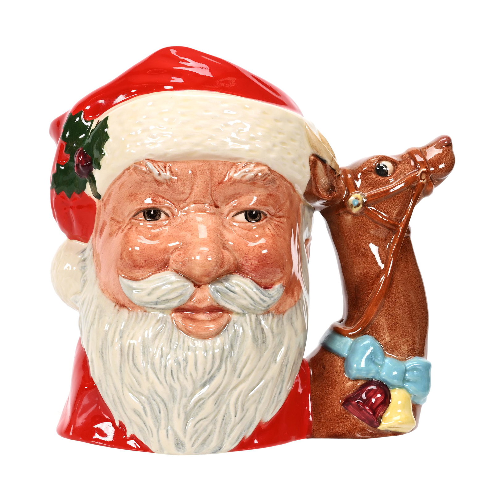 Royal Doulton Character Jug Titled Santa Claus D6675: Royal Doulton Character Jug Titled Santa Claus D6675, 7.25" x 7.5", Reindeer Handle, Circa 1982, Sue Frick Collection