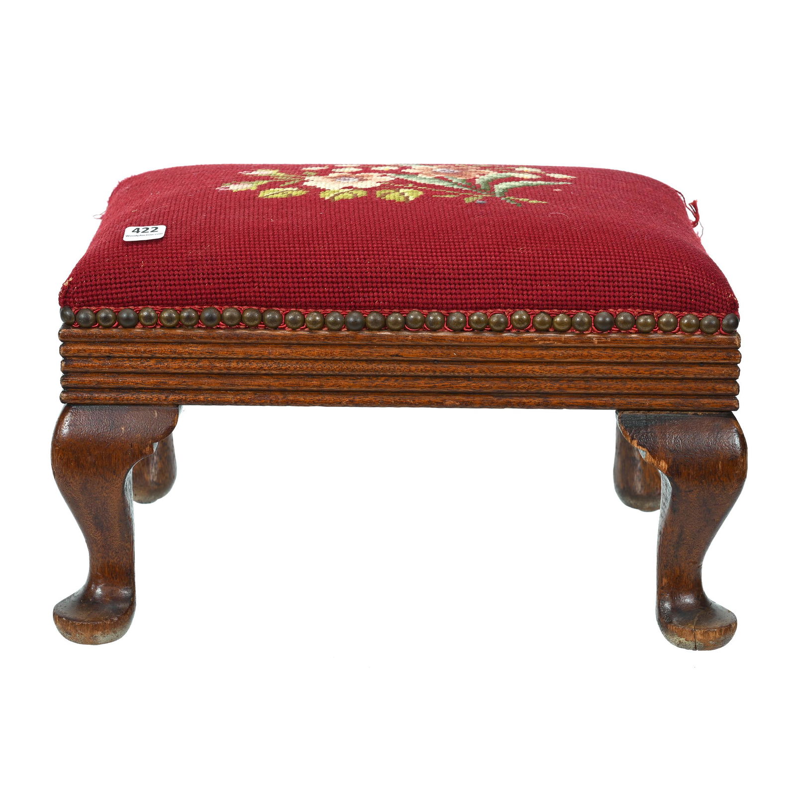 Footstool, Oak Feet, Needlepoint Top (1 of 3)