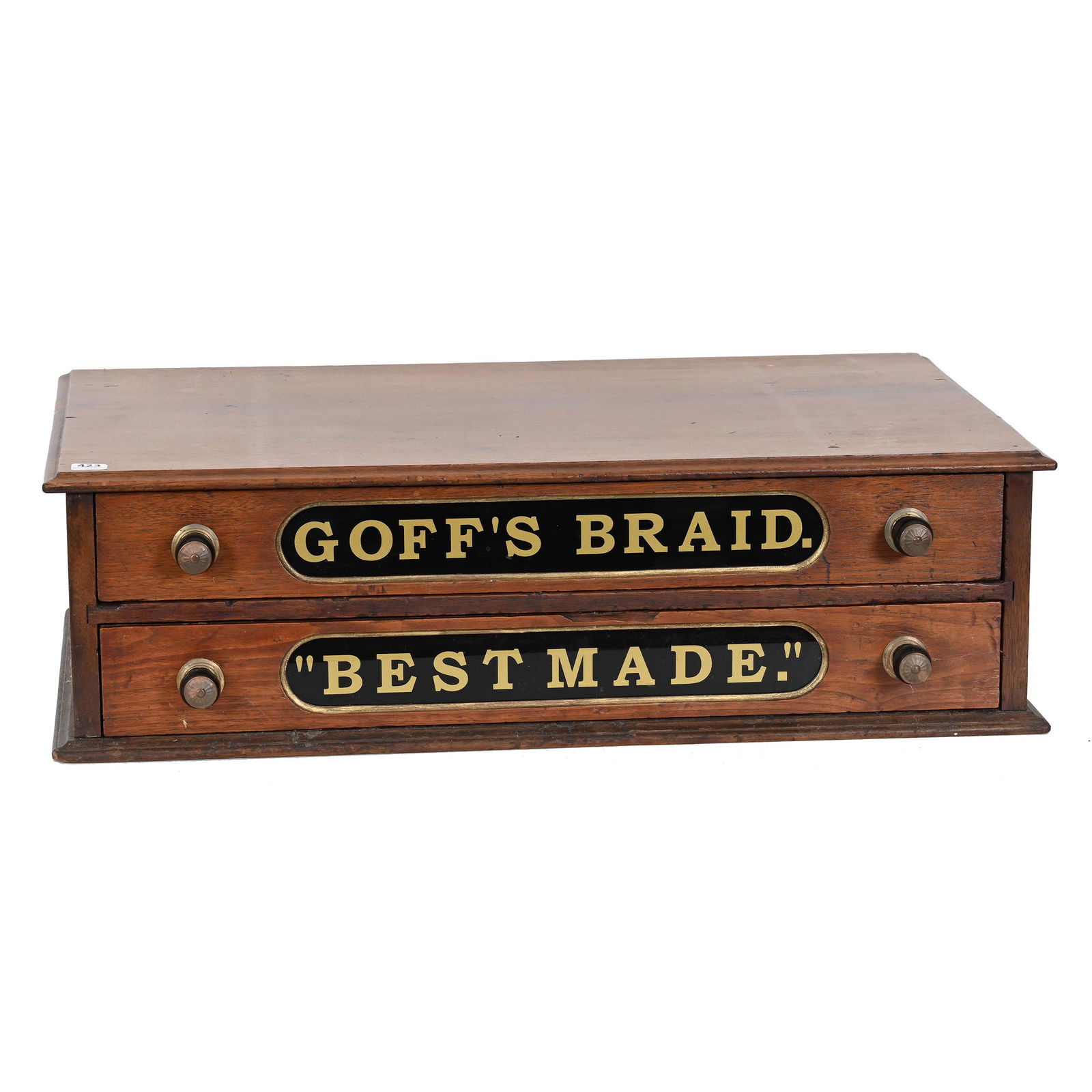 Spool Cabinet, Two Drawer "Goff's Braid Best Made" (1 of 4)