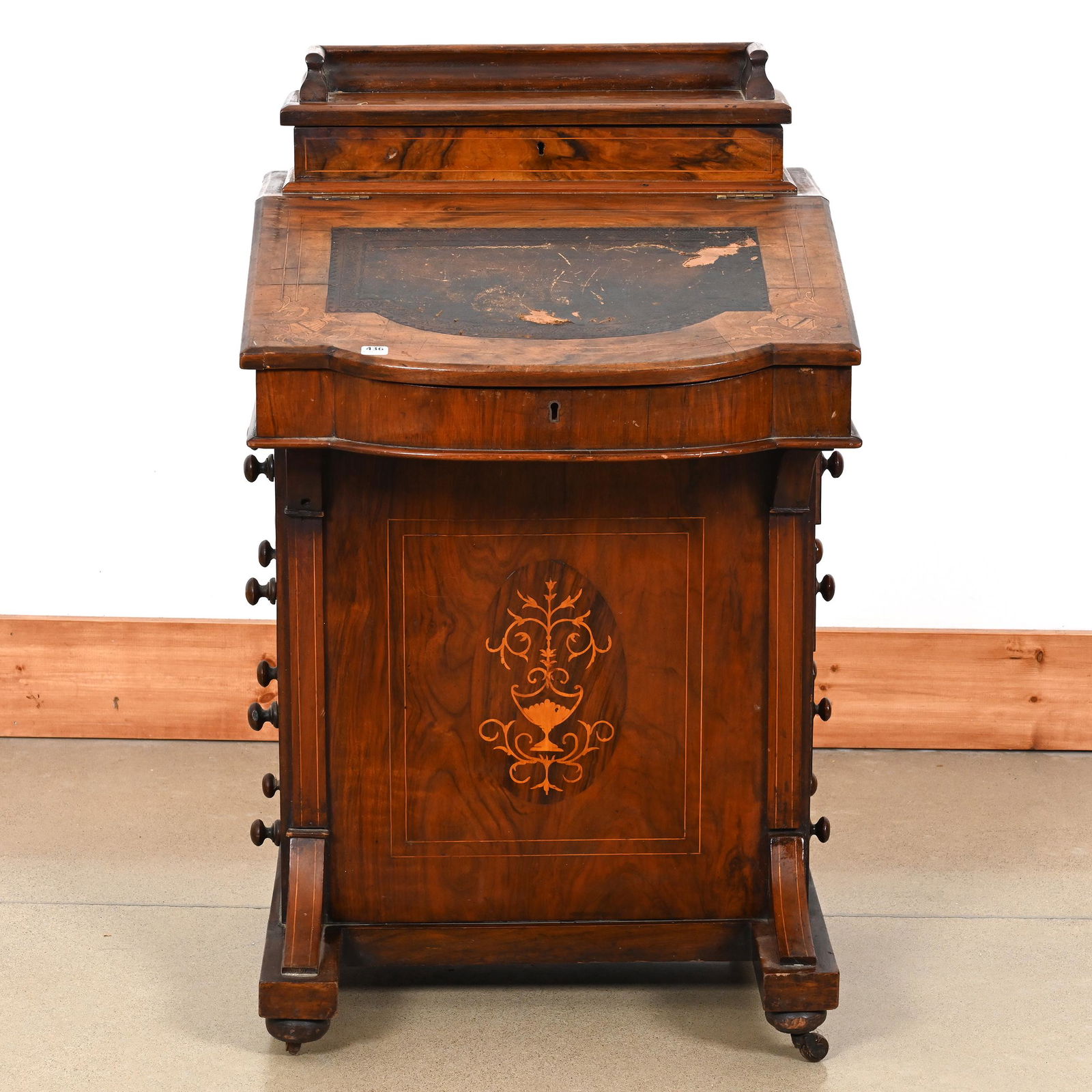Captains Desk, Walnut, Inlaid Design (1 of 4)