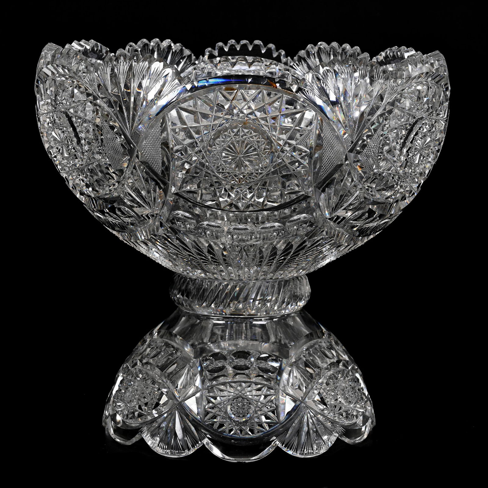 Punch Bowl, Two Part American Brilliant Cut Glass (1 of 6)