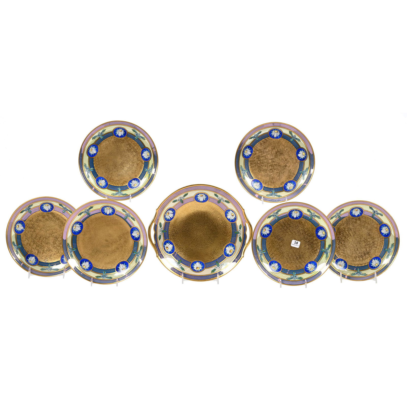 Cake Set Marked Pickard, Encrusted Linear Pattern (1 of 3)