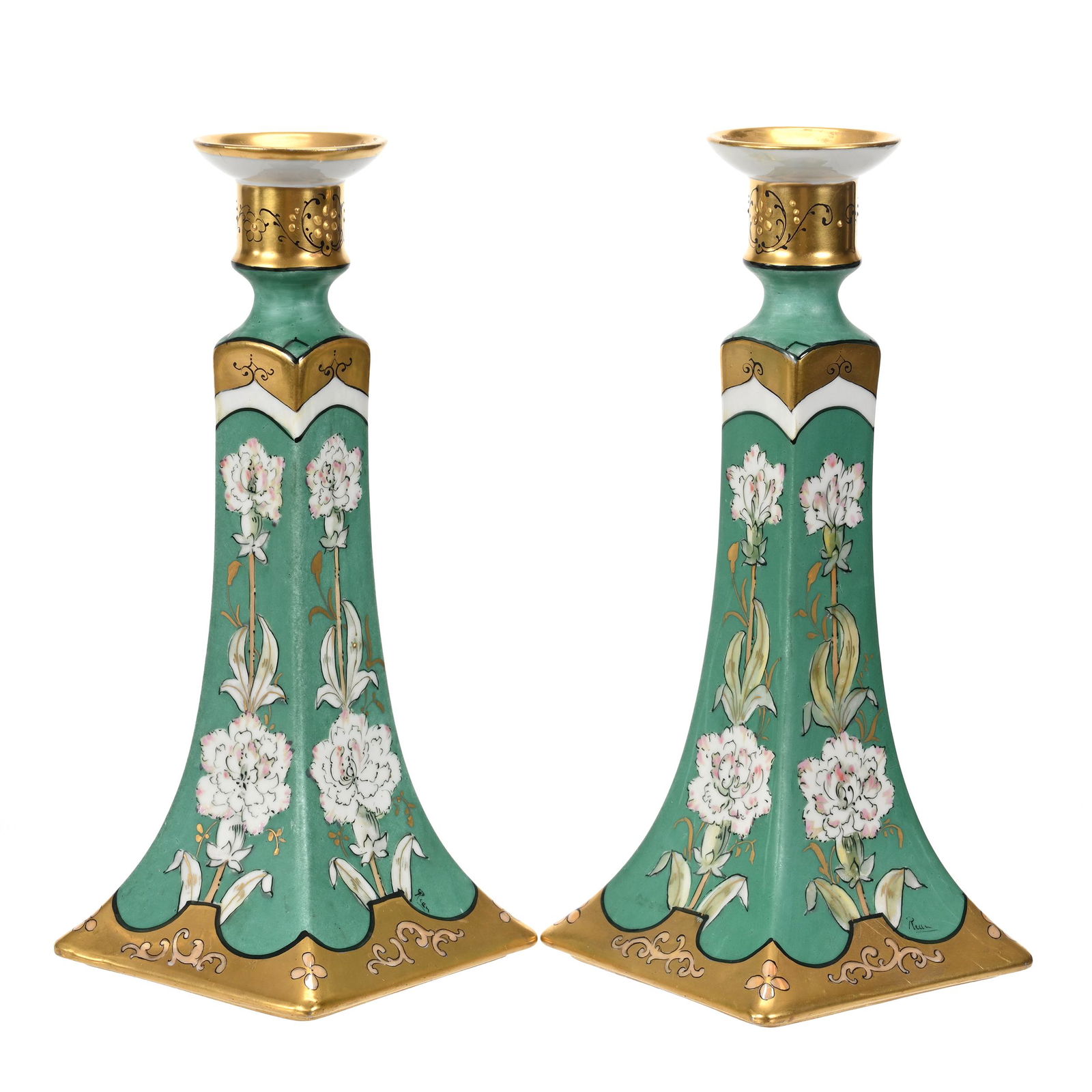 Pair Candlesticks Marked Pickard, Four Sides (1 of 3)