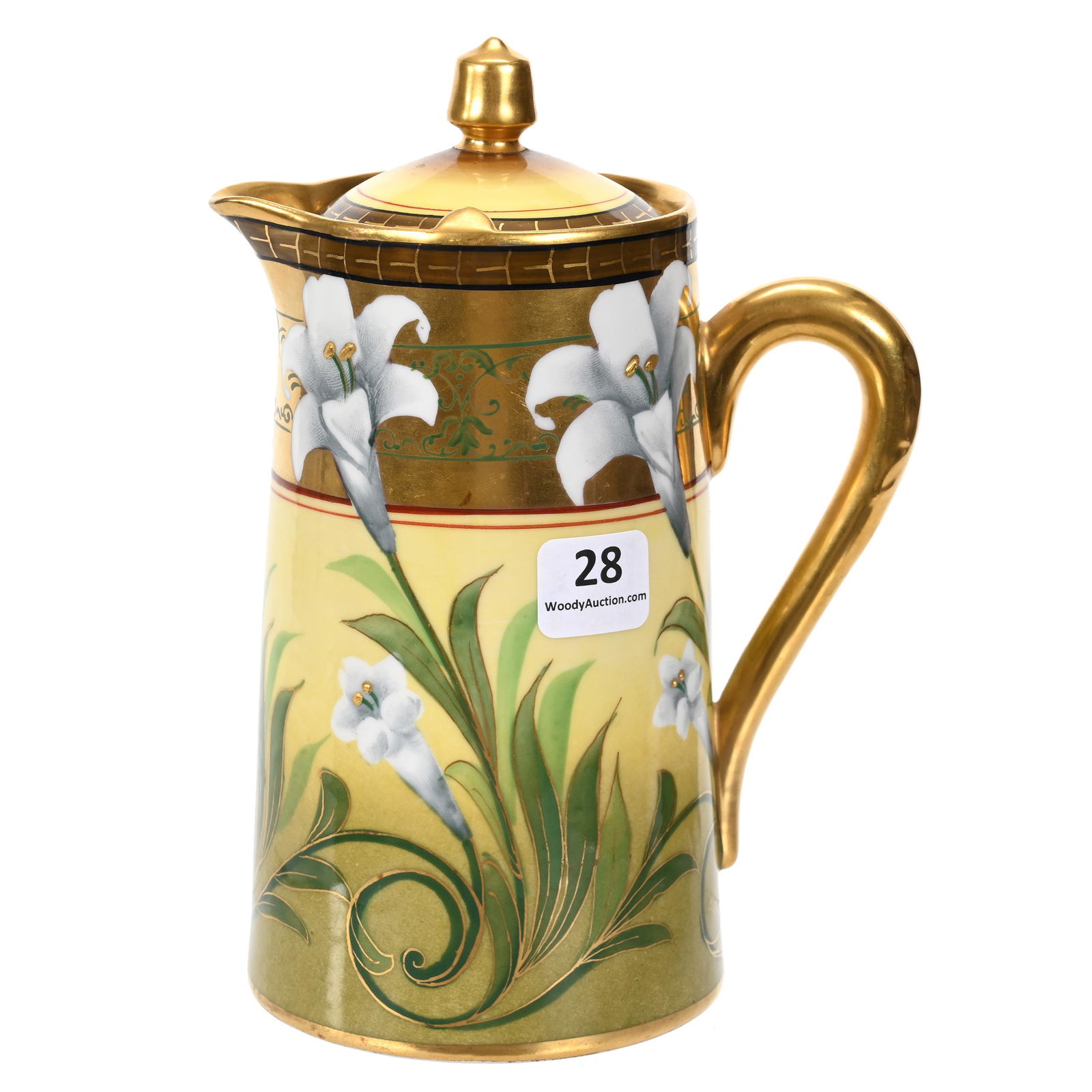 Pitcher With Lid Marked Pickard, Easter Lily Pattern (1 of 4)