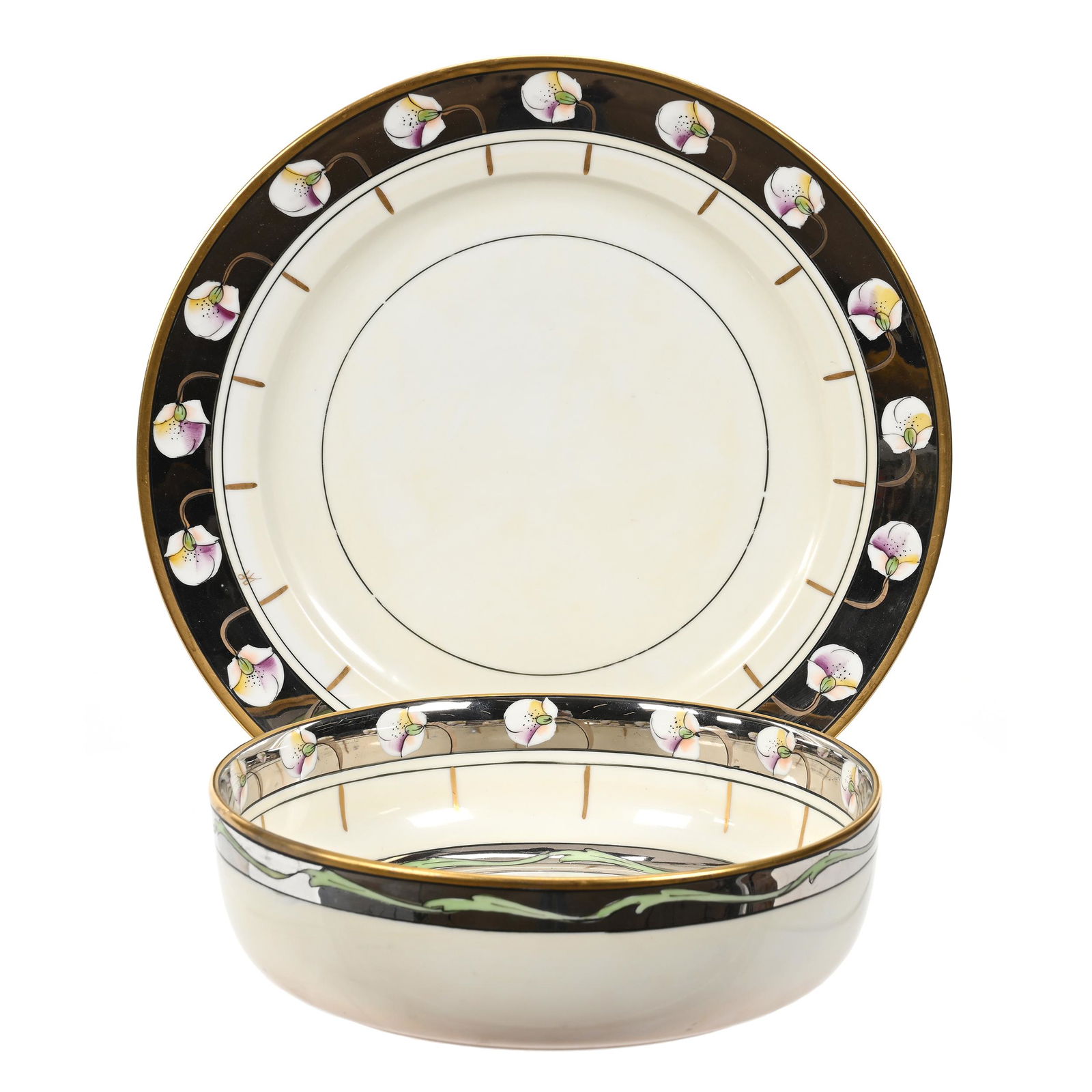 Bowl & Underplate Marked Pickard, Calla Lilies (1 of 5)