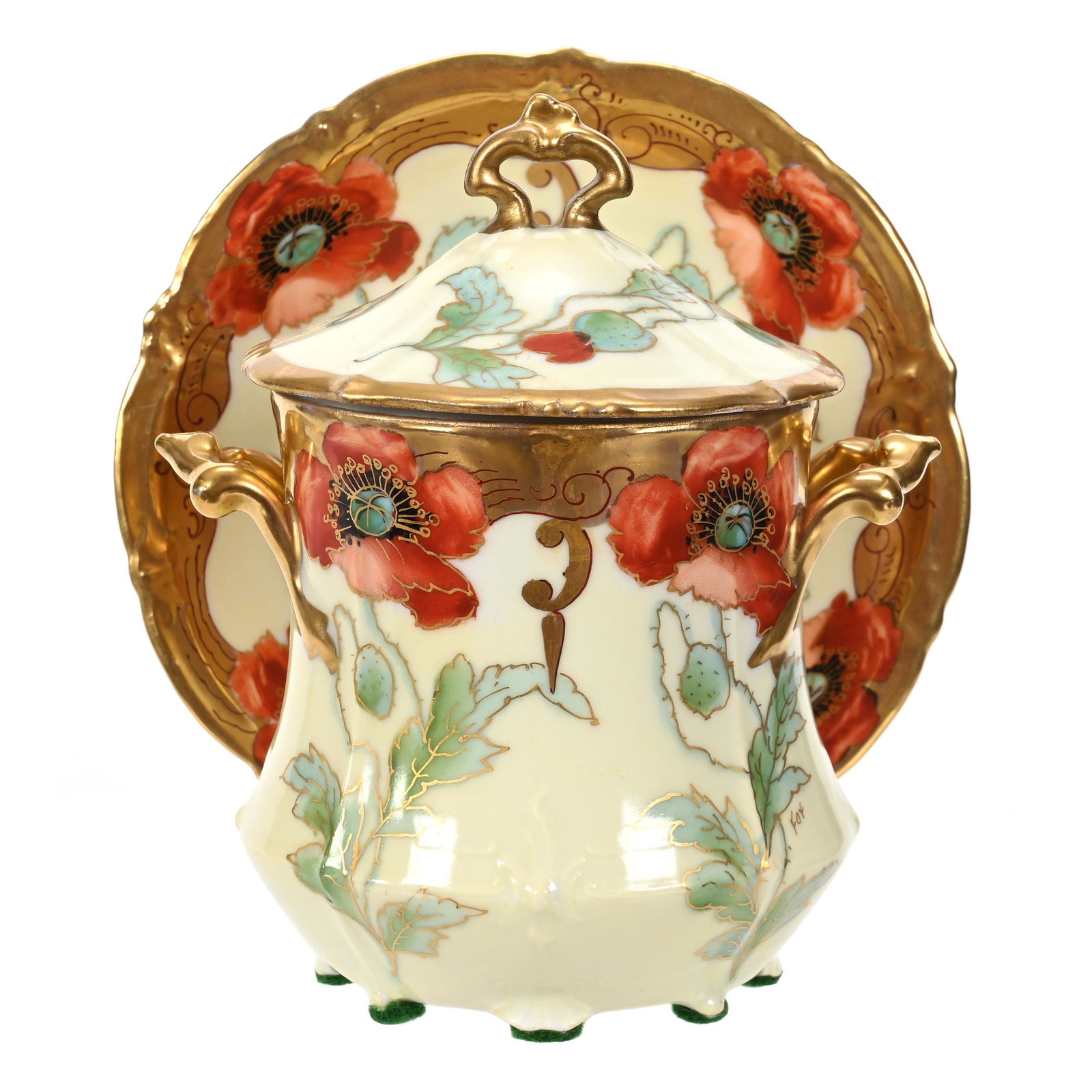 Covered Jam Jar With Underplate Marked Pickard (1 of 5)