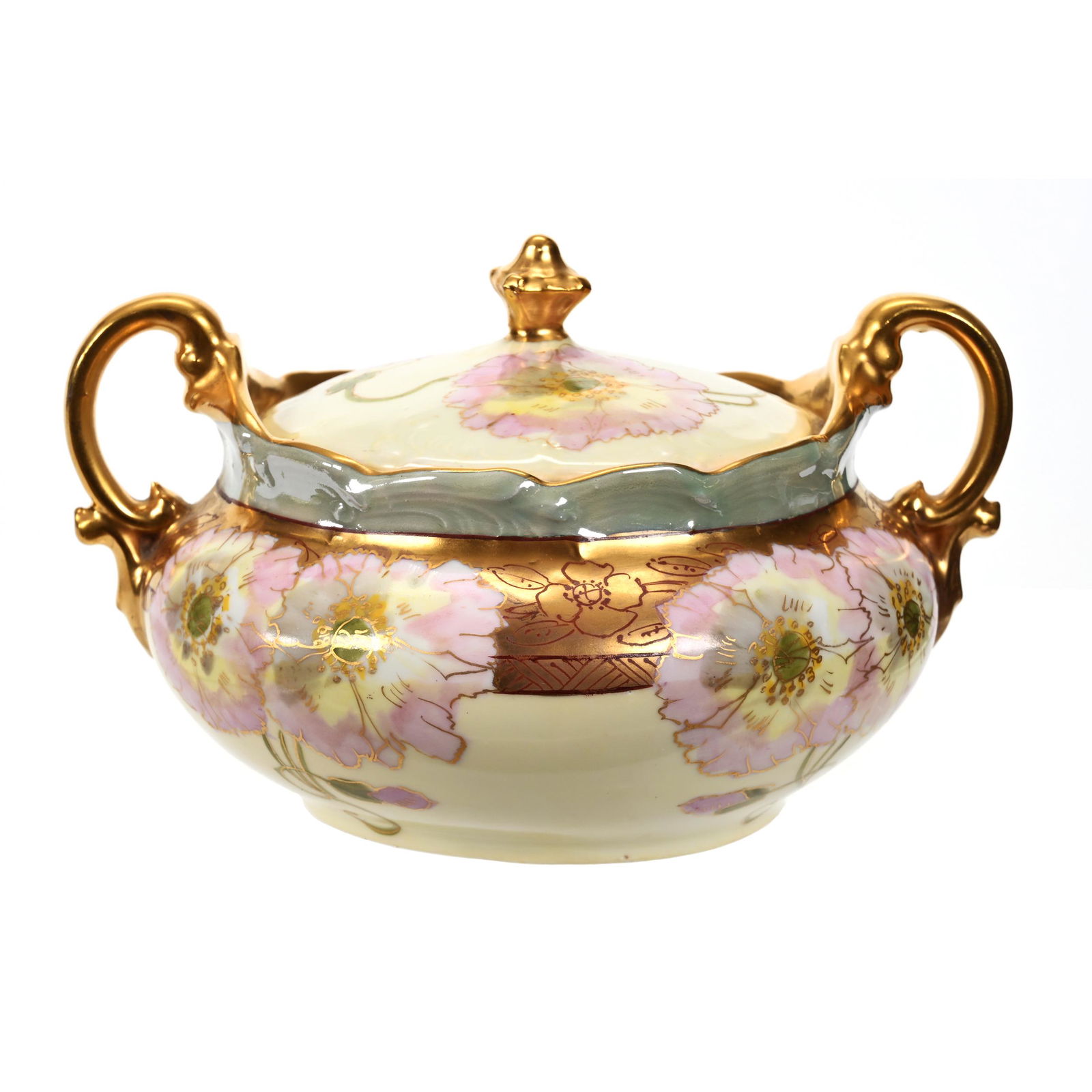 Cracker Jar Marked Pickard, Pink Twin Poppy (1 of 4)