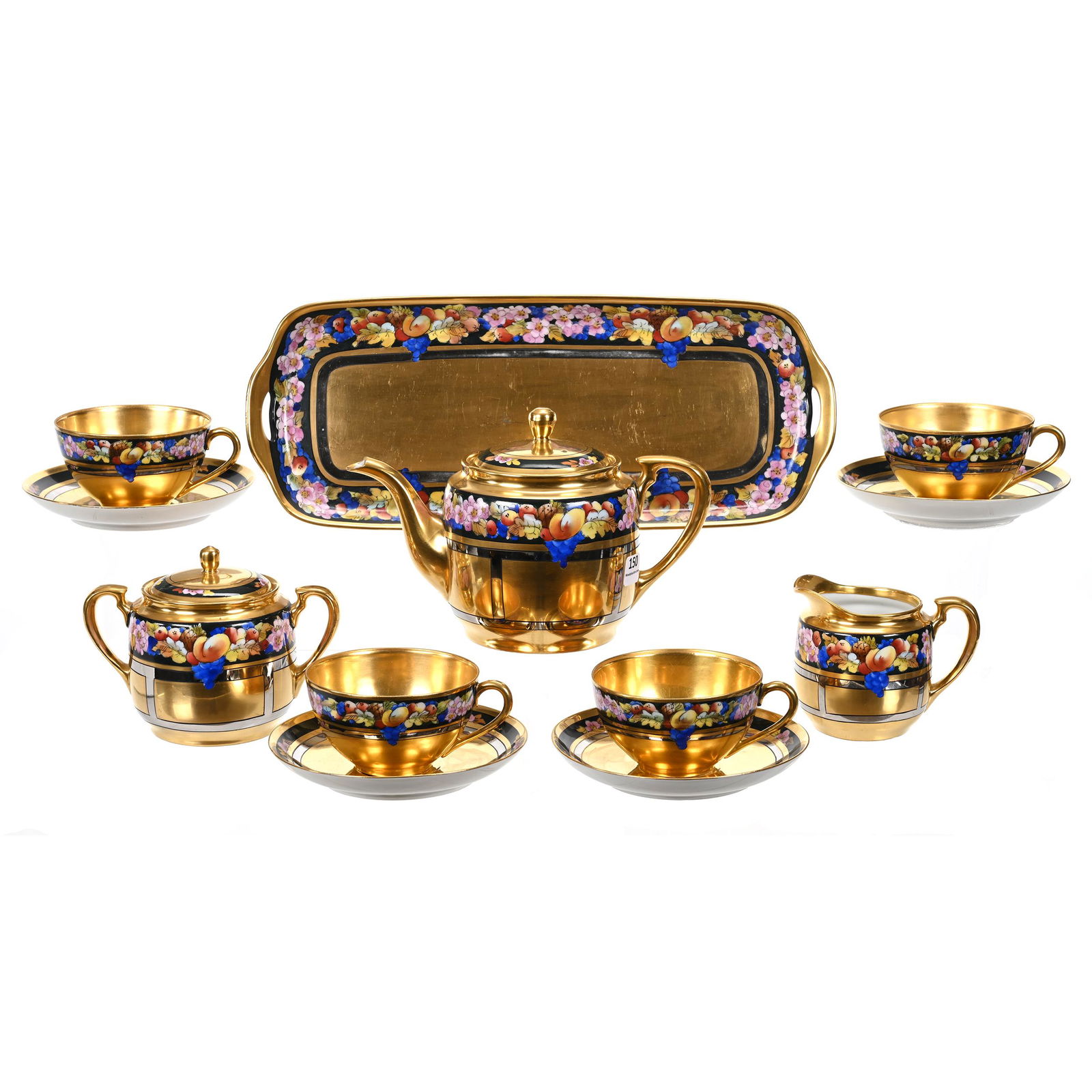 Tea Service Marked Pickard, Fruits Linear Pattern (1 of 4)