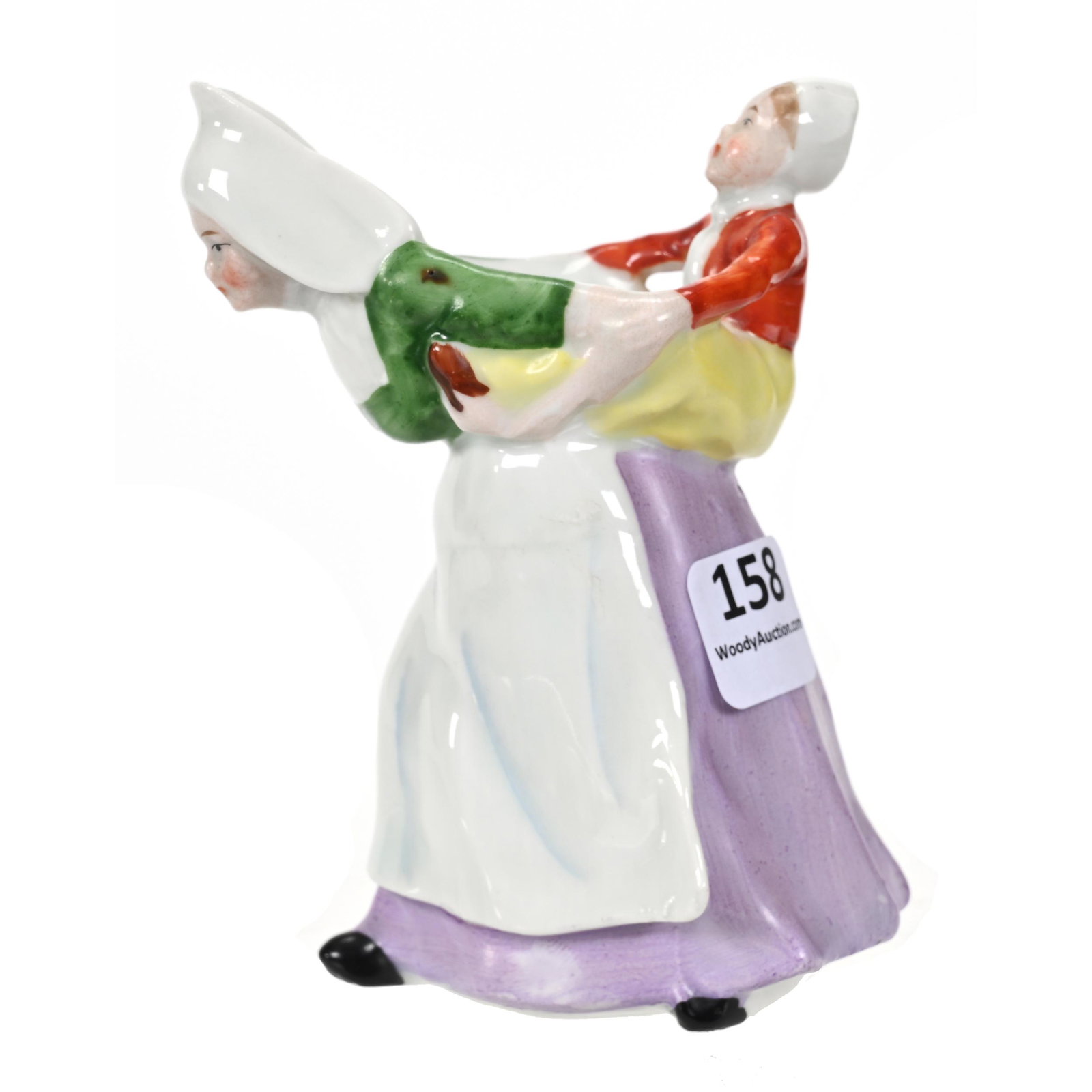 Figural Creamer, Bayreuth Mark: Figural Creamer, Bayreuth Mark, 4.25" x 3", Dutch Woman Carrying Child On Back, Also Unique Wilhelmine Mark, Bob Gollmar Estate.
