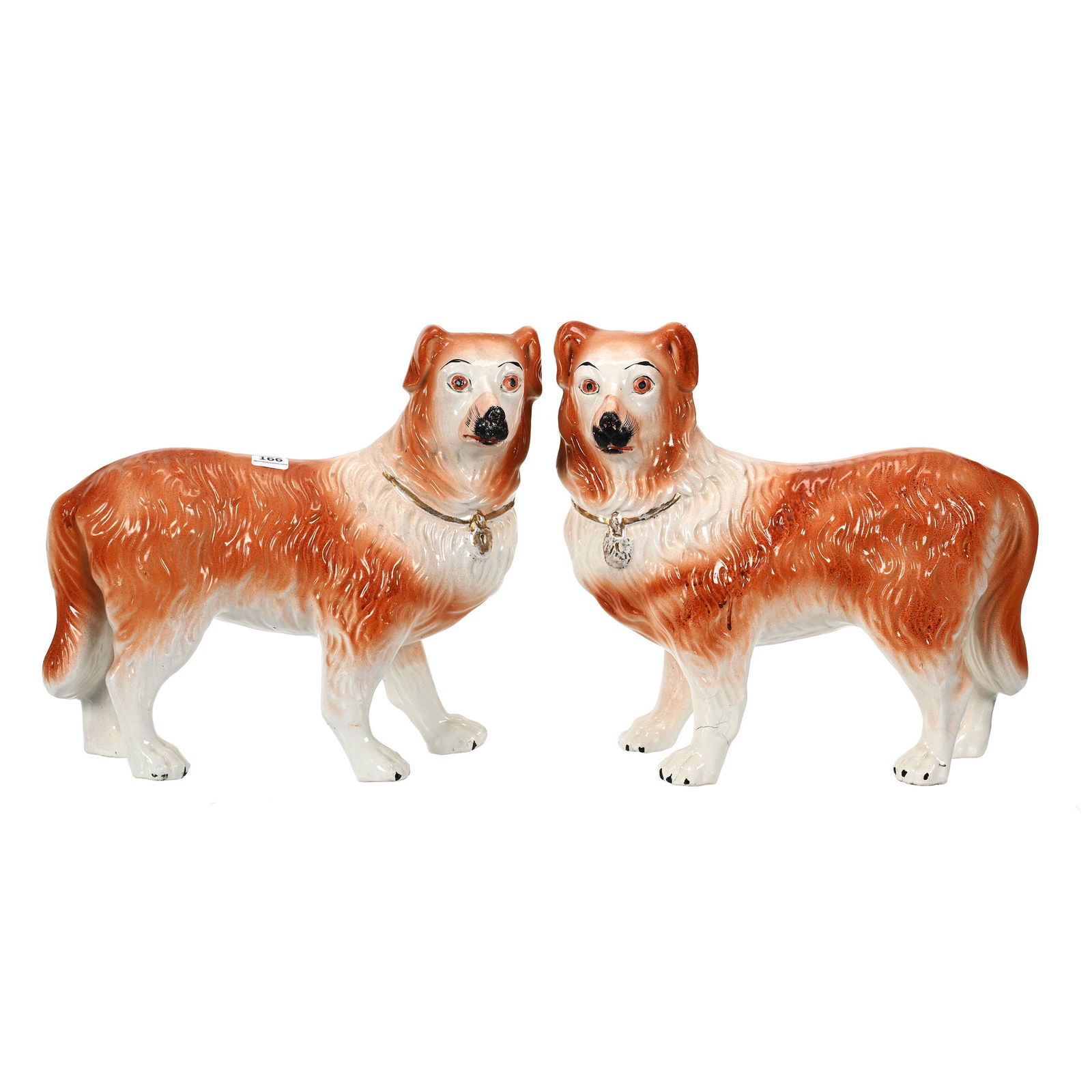 Pair Standing Staffordshire Dogs, Mirror Images (1 of 4)