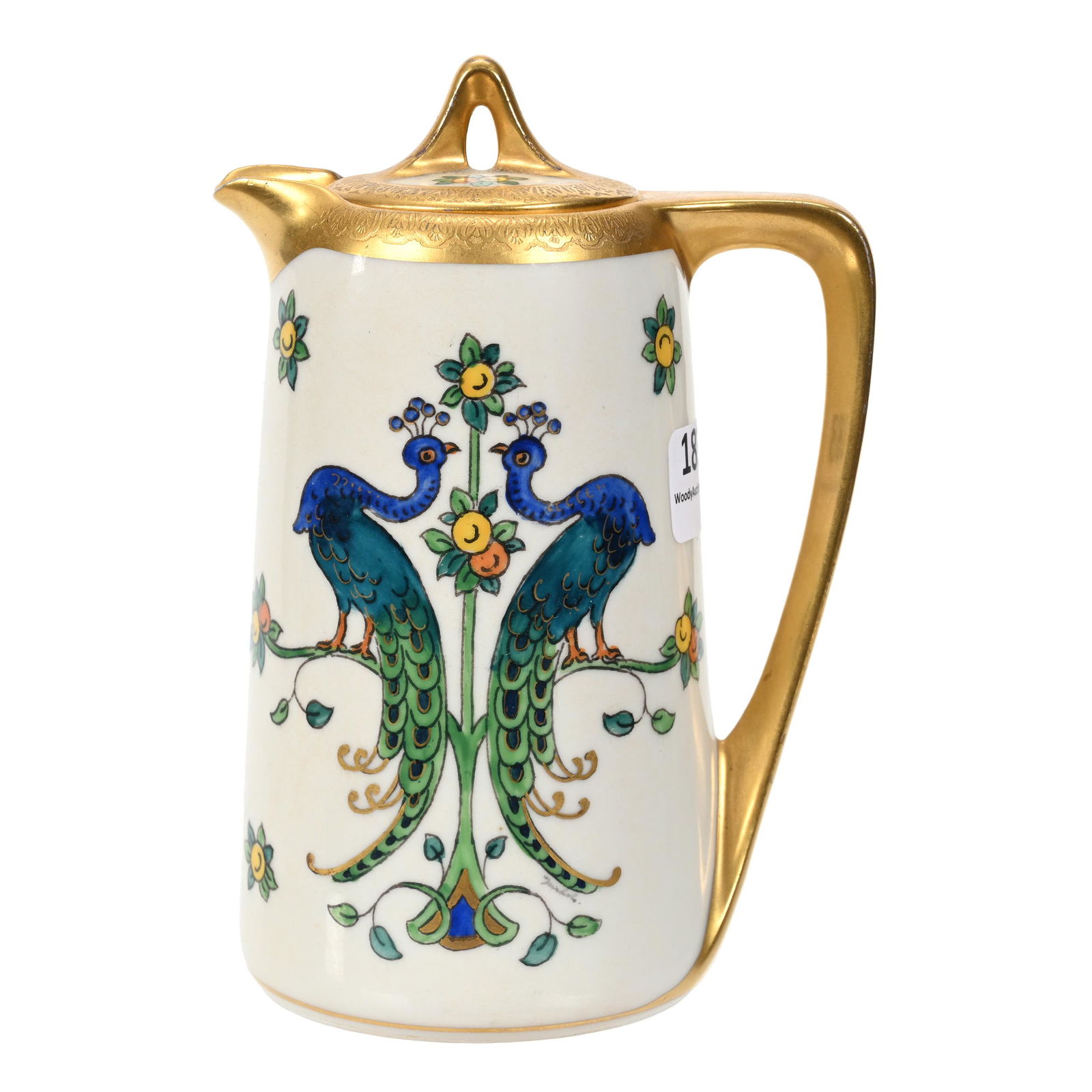 Lidded Syrup Pitcher Marked Pickard, Oriental Bird (1 of 3)