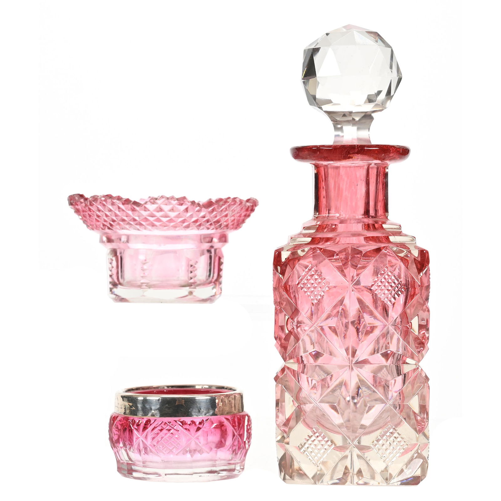 3 English Rubina Art Glass Items (1 of 4)