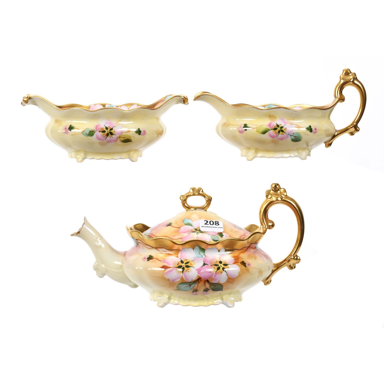 Tea Set Marked Pickard, Crab Apple Blossoms (1 of 5)