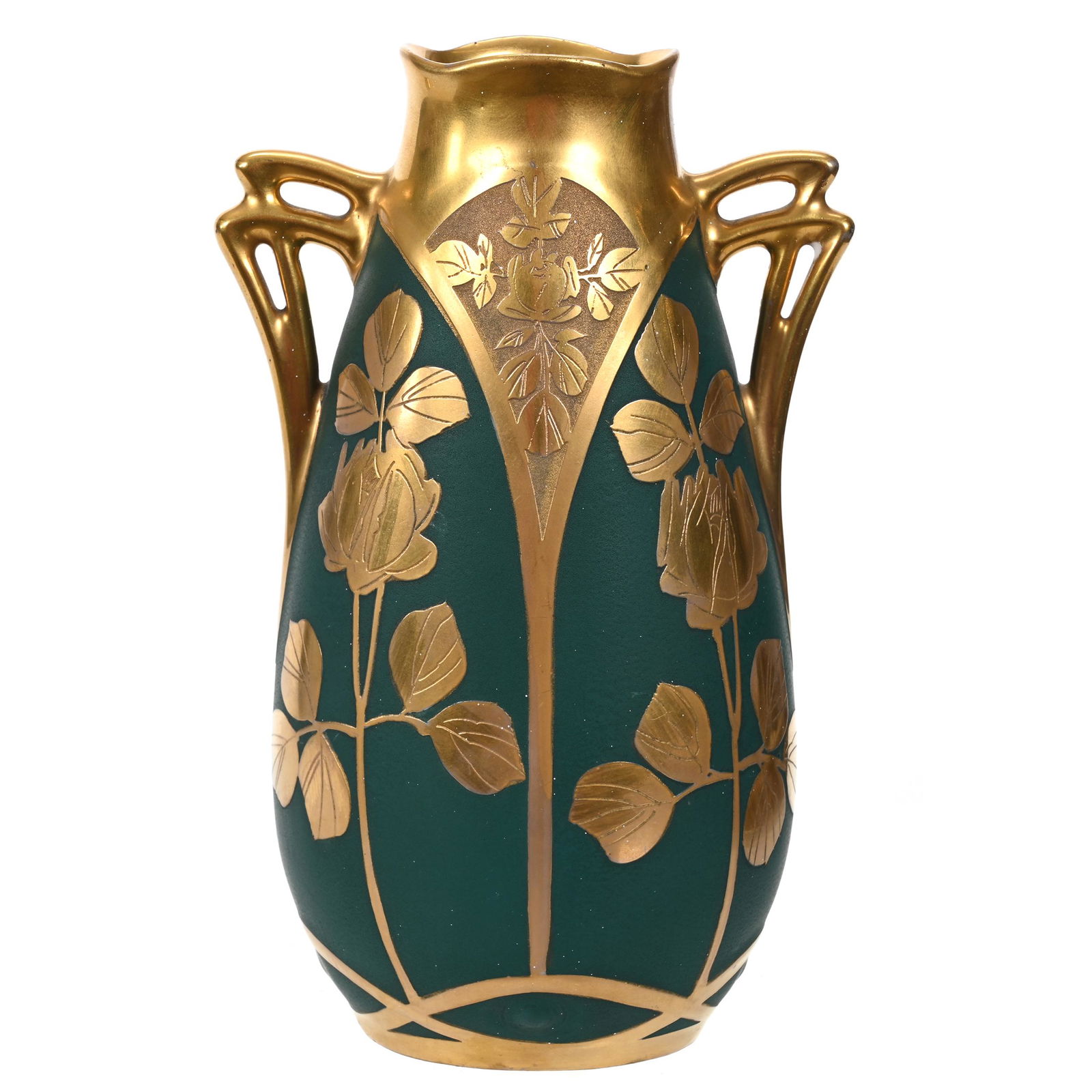 Vase Marked Pickard, Rosa Emeraldus Pattern (1 of 3)