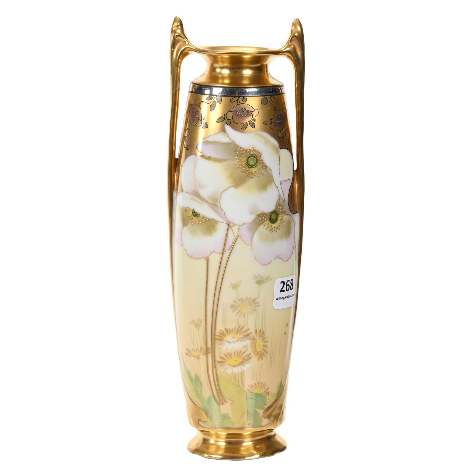 Vase Marked Pickard, White Poppy & Daisy Pattern (1 of 4)