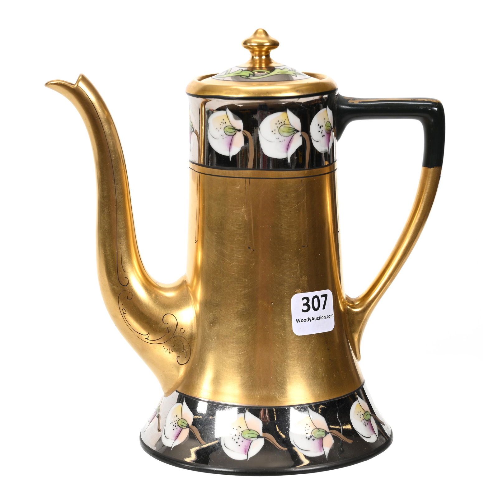 Coffee Pot Marked Pickard, Calla Lilies Pattern (1 of 4)