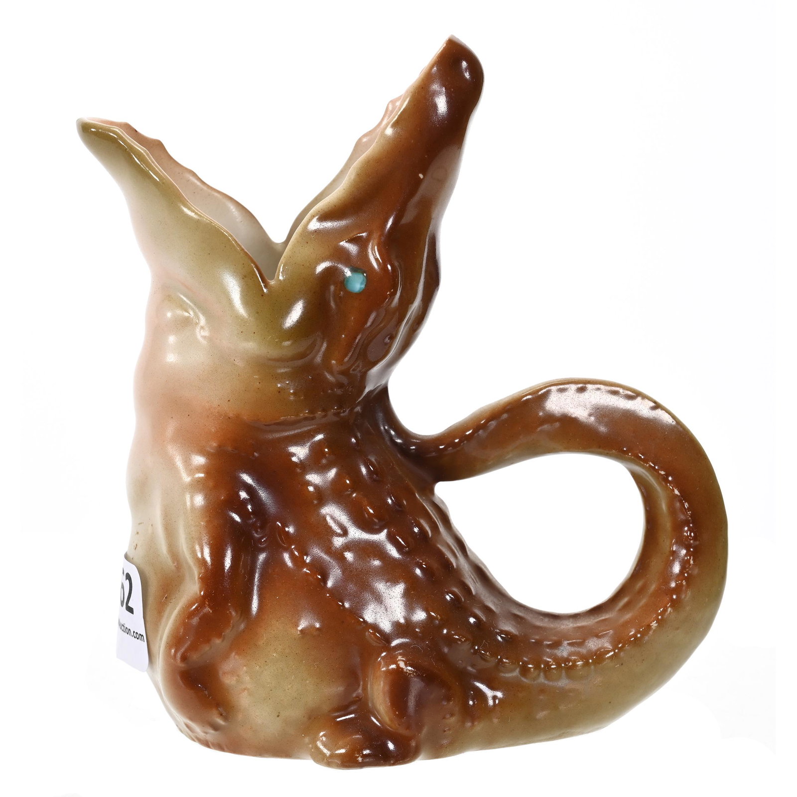 Creamer Marked Royal Bayreuth Alligator: Creamer Marked Royal Bayreuth Alligator, 4.5" x 3.75", Bob Gollmar Estate.