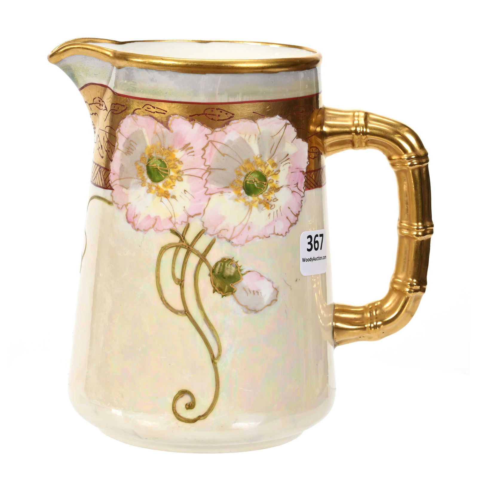 Pitcher Marked Pickard, Pink Twin Poppy Pattern (1 of 4)