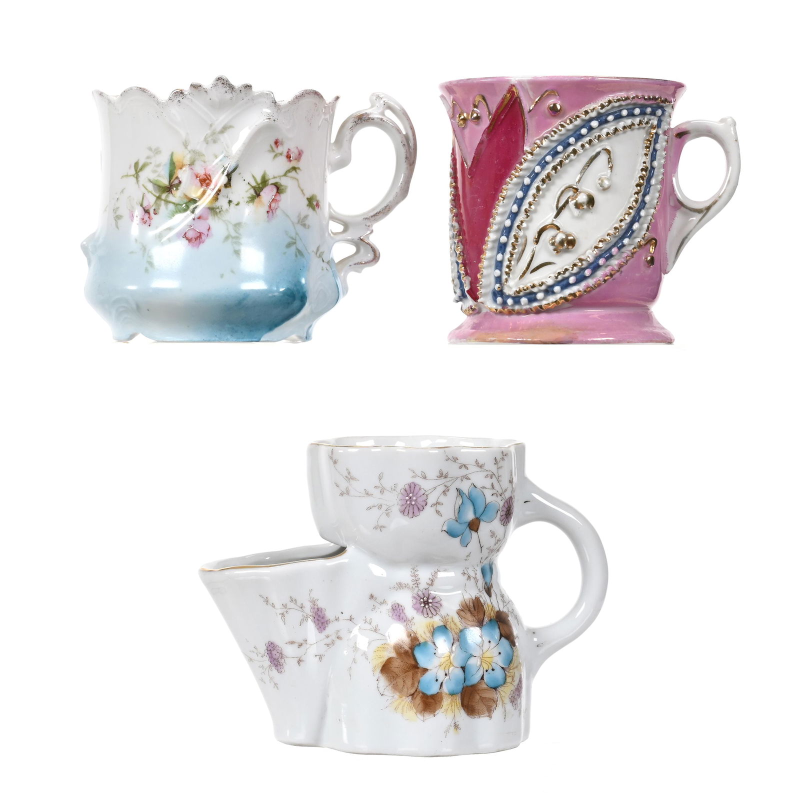 3 Shaving Mugs, Unmarked Prussia & Germany (1 of 3)