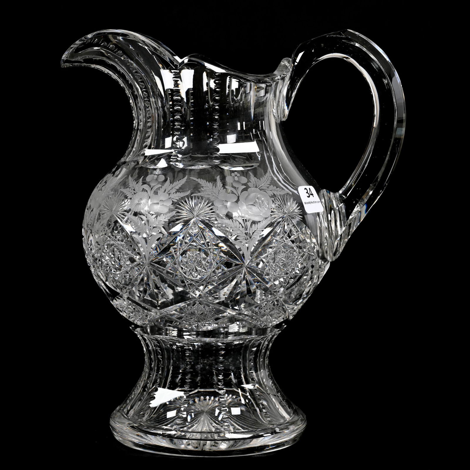 Pitcher, American Brilliant Cut Glass, Signed Sinclaire (1 of 5)