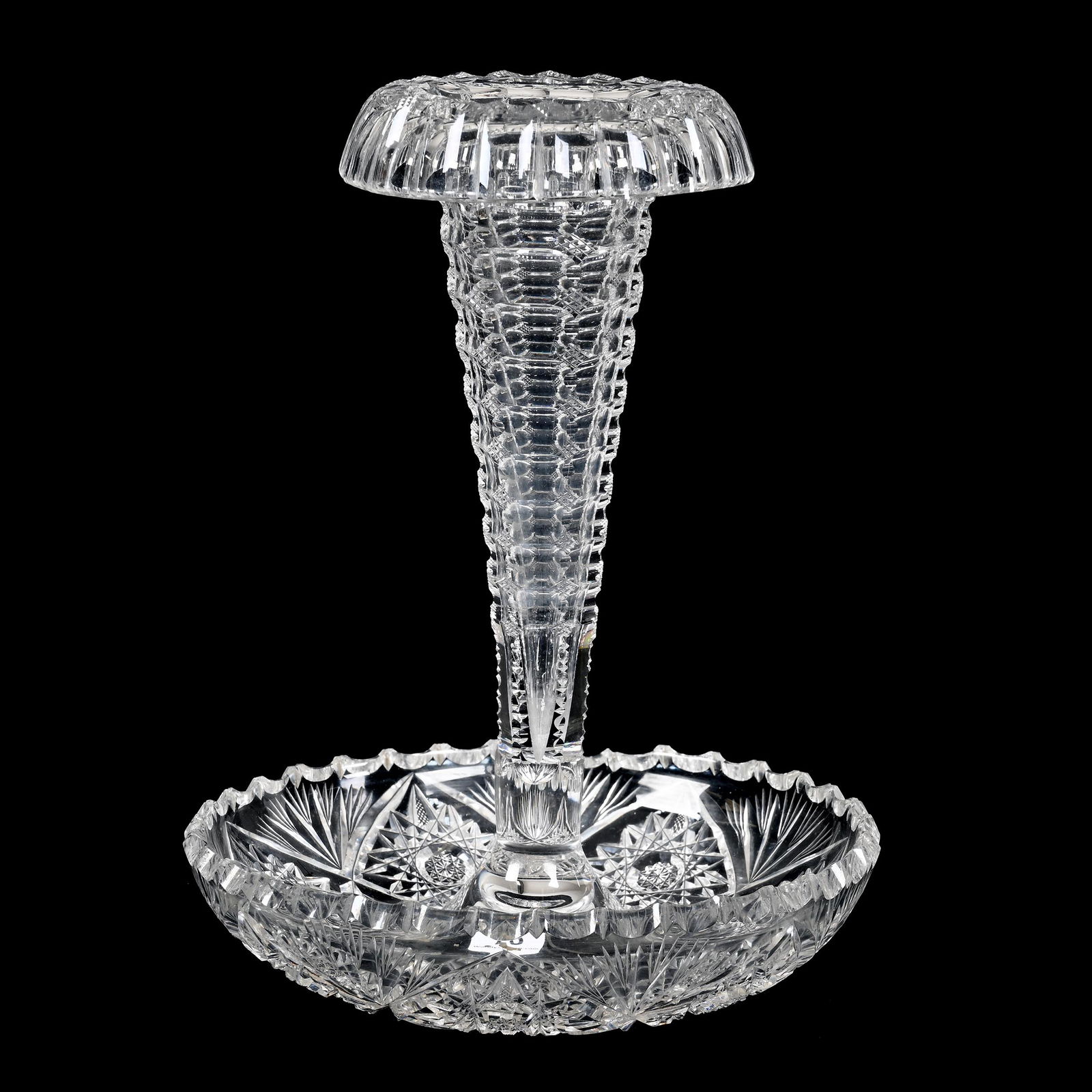 Single Lily Epergne, American Brilliant Cut Glass (1 of 3)