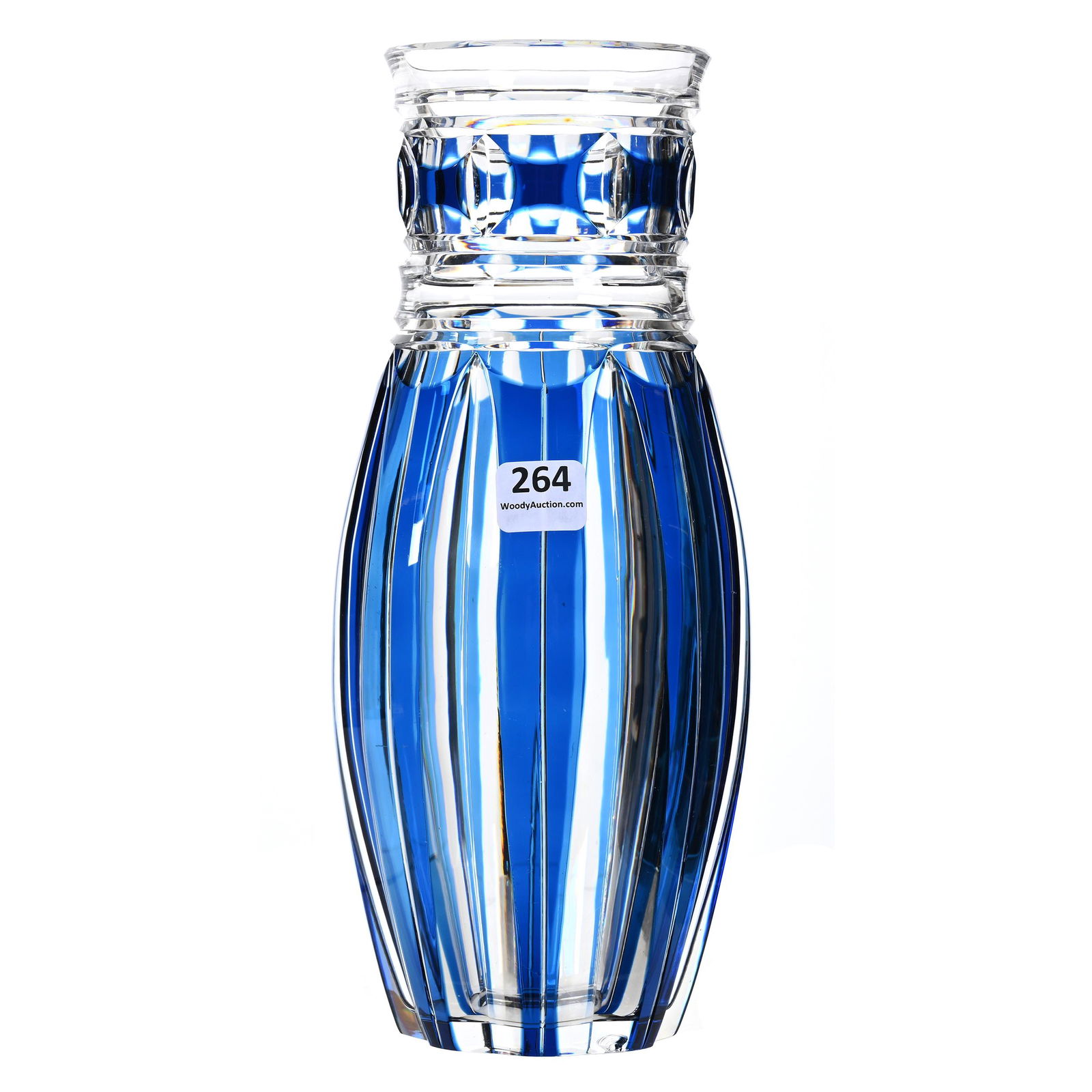 Vase, Brilliant Period Cut Glass, Blue Cut To Clear (1 of 4)