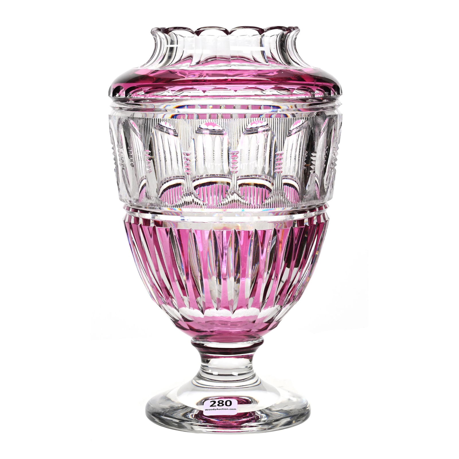 Pedestal Vase, BPCG, Amethyst Cut To Clear (1 of 3)