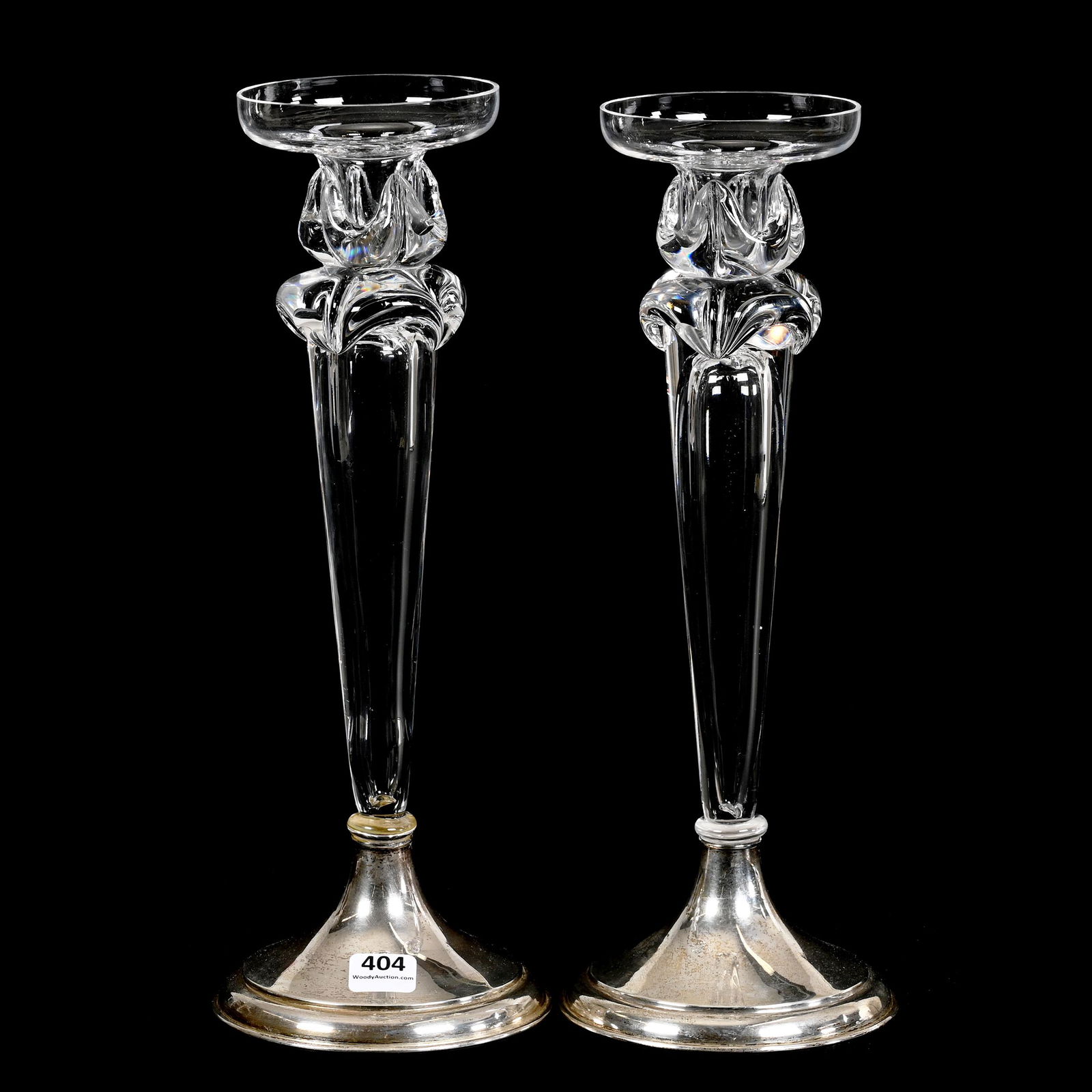 Pair Candlesticks, ABCG, Signed Hawkes Sterling Bases (1 of 3)