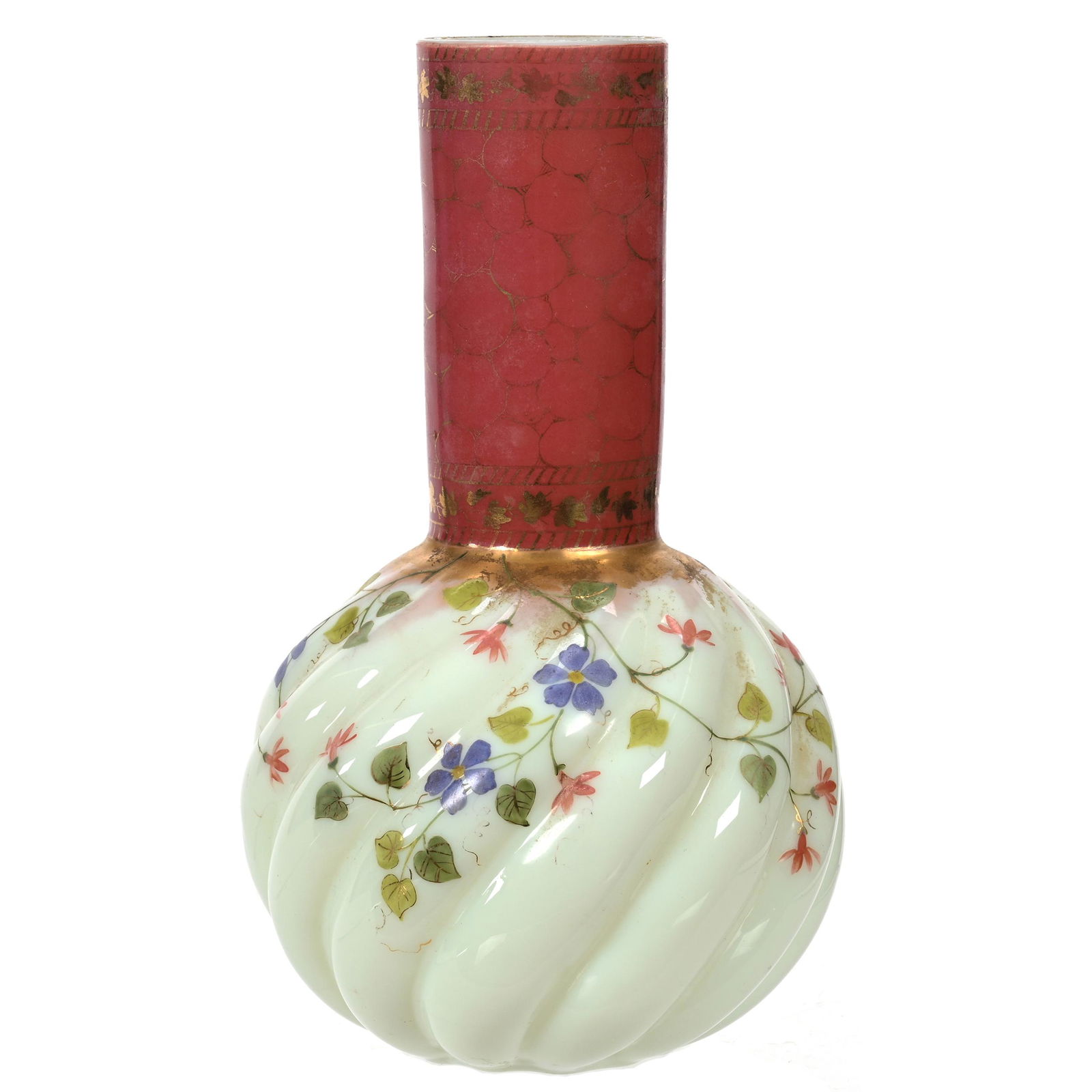 Vase, Bohemian Opal Ware, Swirl Mold (1 of 3)