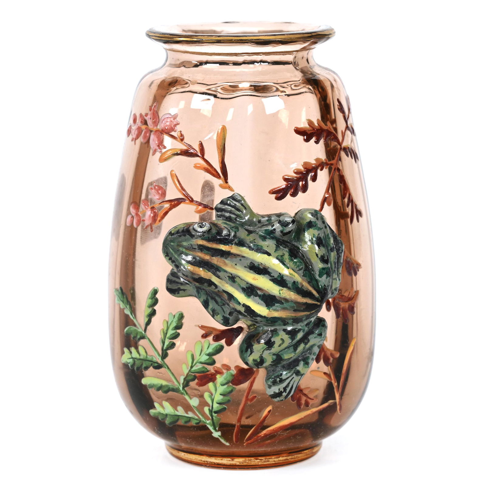 Vase, Amber Bohemian Art Glass, Optic Rib Design (1 of 4)