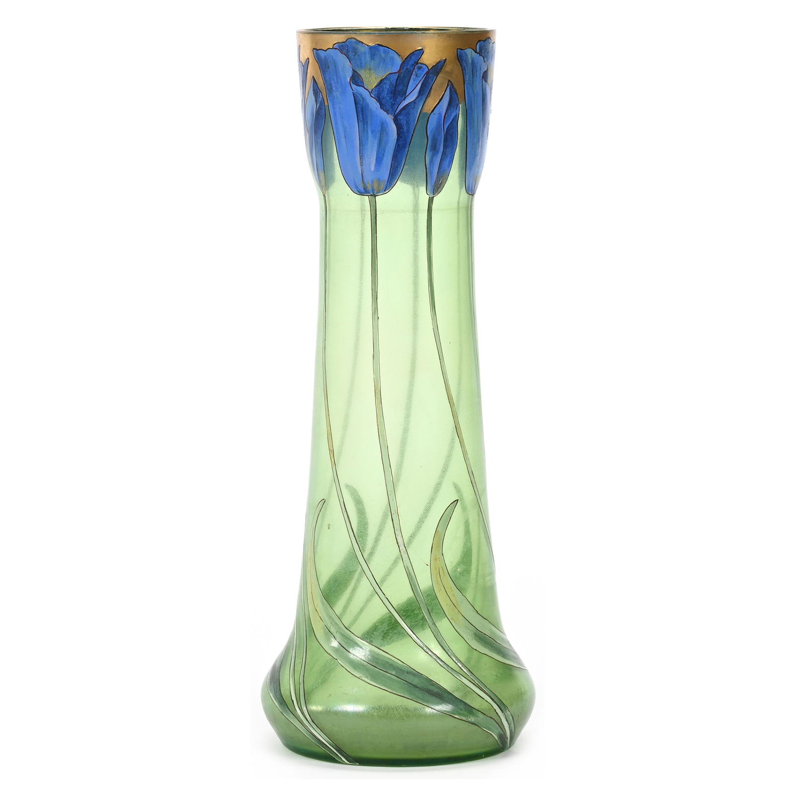 Vase, Green Bohemian Art Glass (1 of 3)