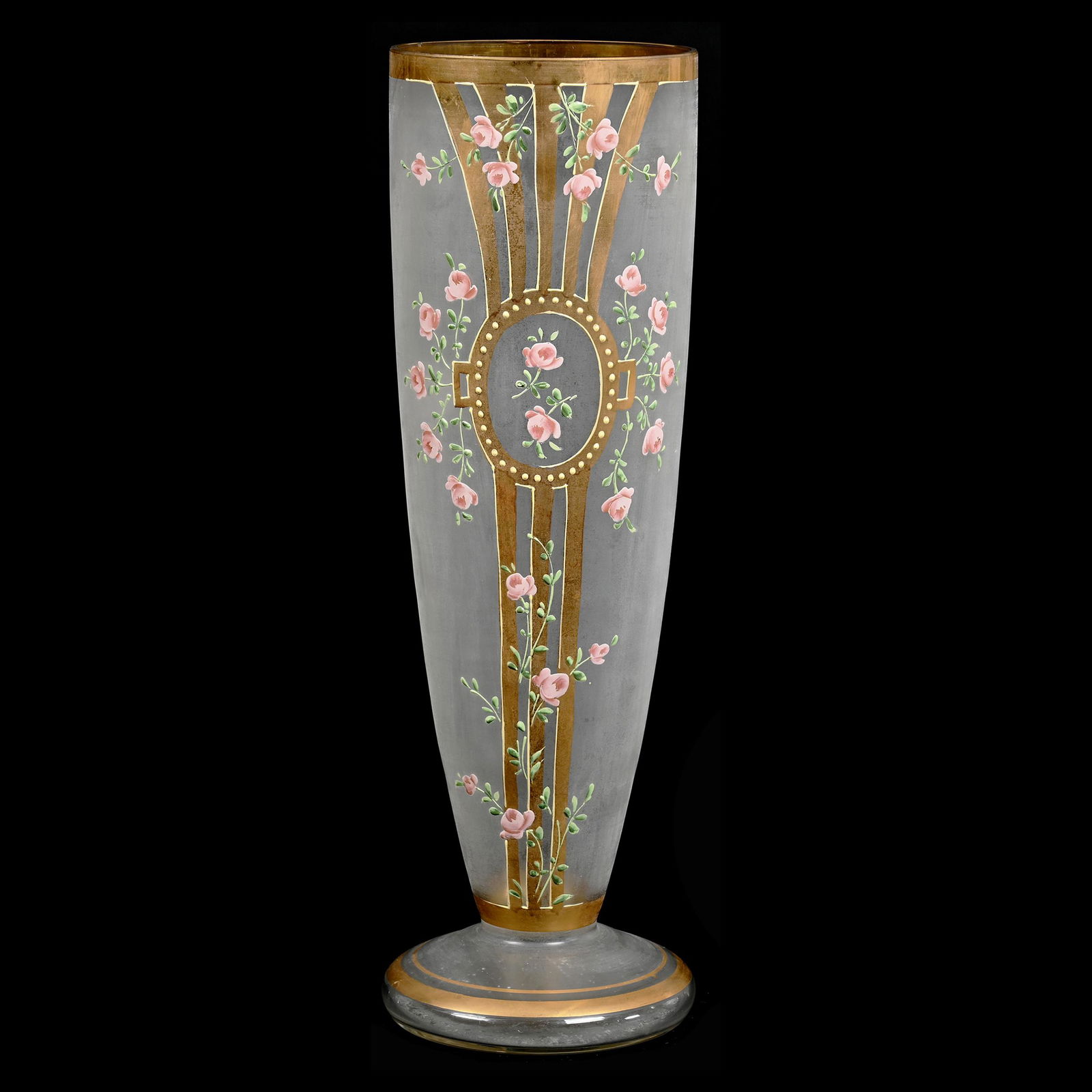 Vase, Clear Frosted Bohemian Art Glass (1 of 3)