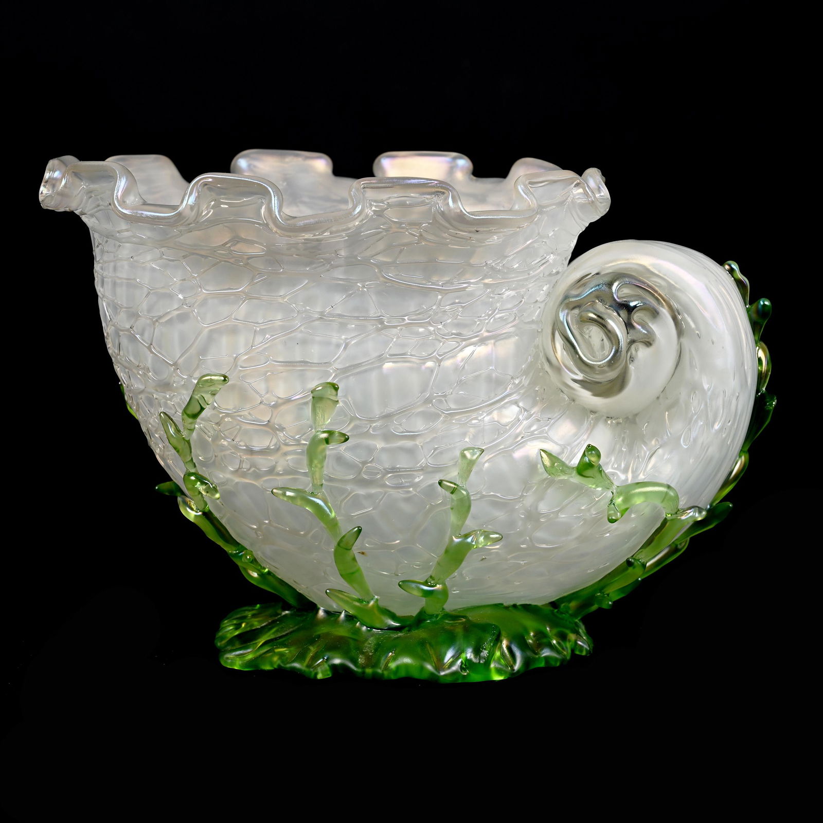 Vase, Iridescent White Bohemian Art Glass By Harrach (1 of 4)