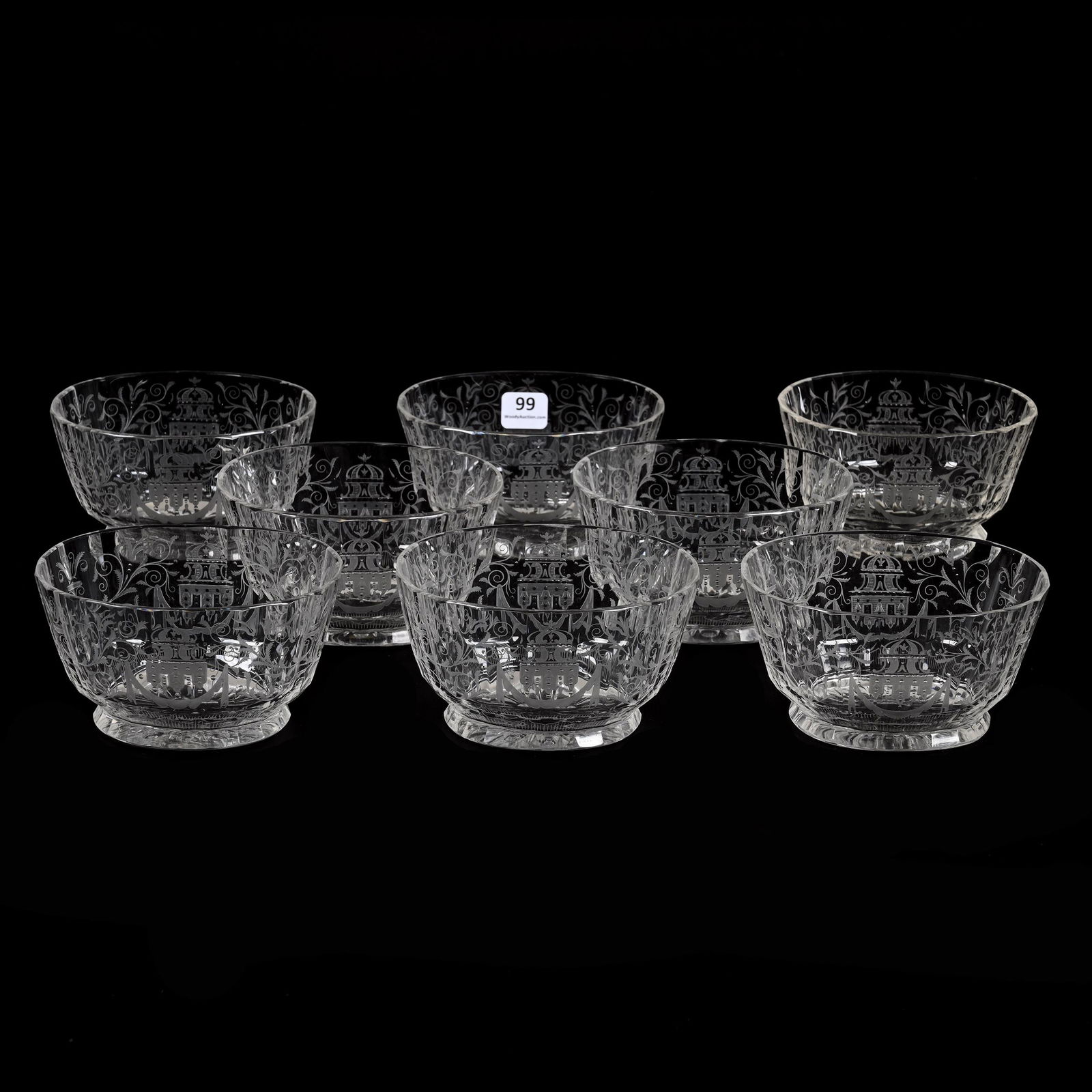 (8) Oval Bowls Marked Lobmeyr Bohemian Crystal (1 of 3)