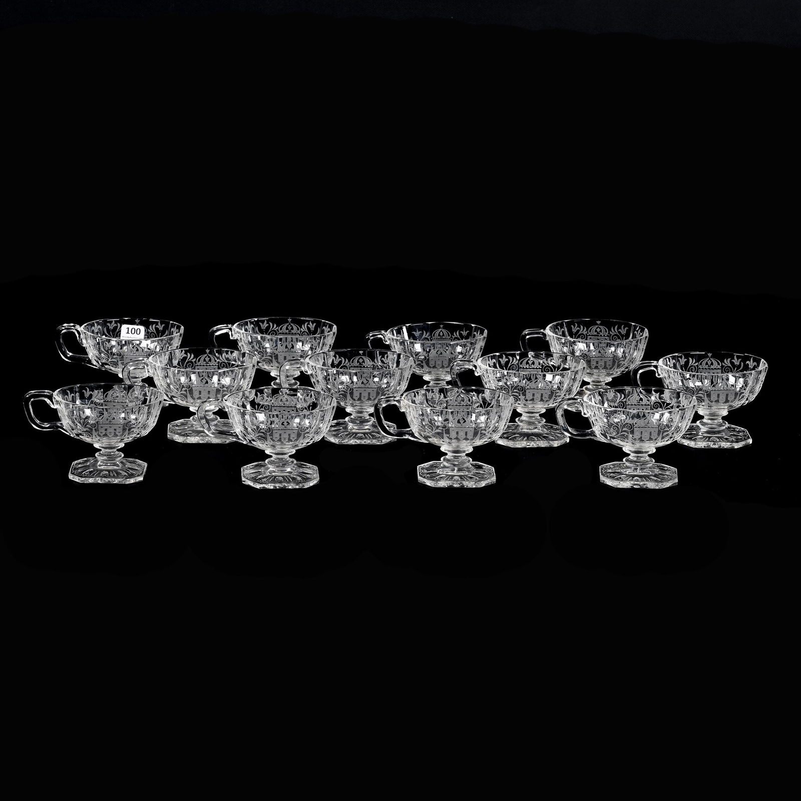 (12) Pedestal Punch Cups Marked Lobmeyr Bohemian (1 of 3)