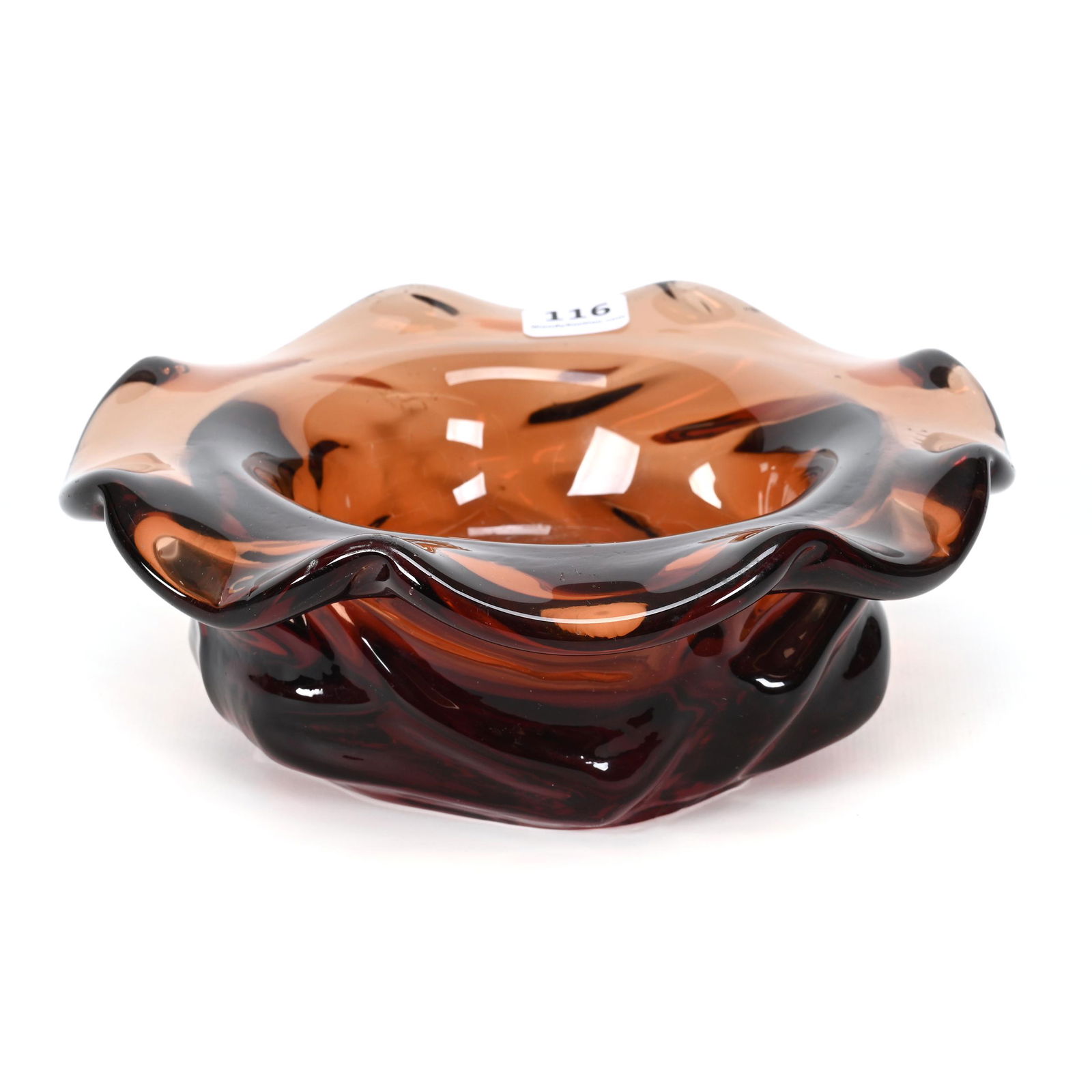 Bowl Signed Moser Solid Amber Art Glass (1 of 4)