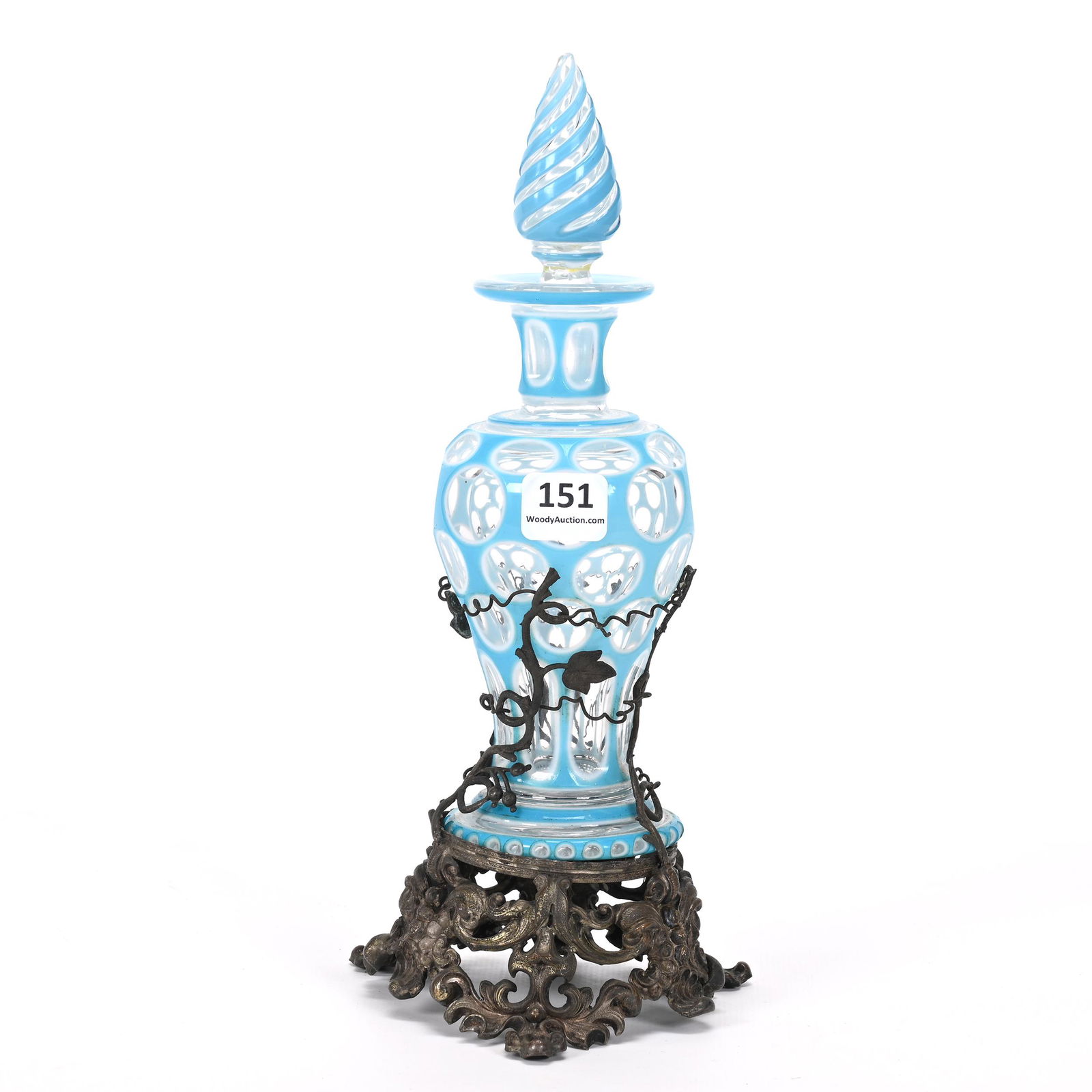 Cologne Bottle, Clear Bohemian Art Glass (1 of 3)