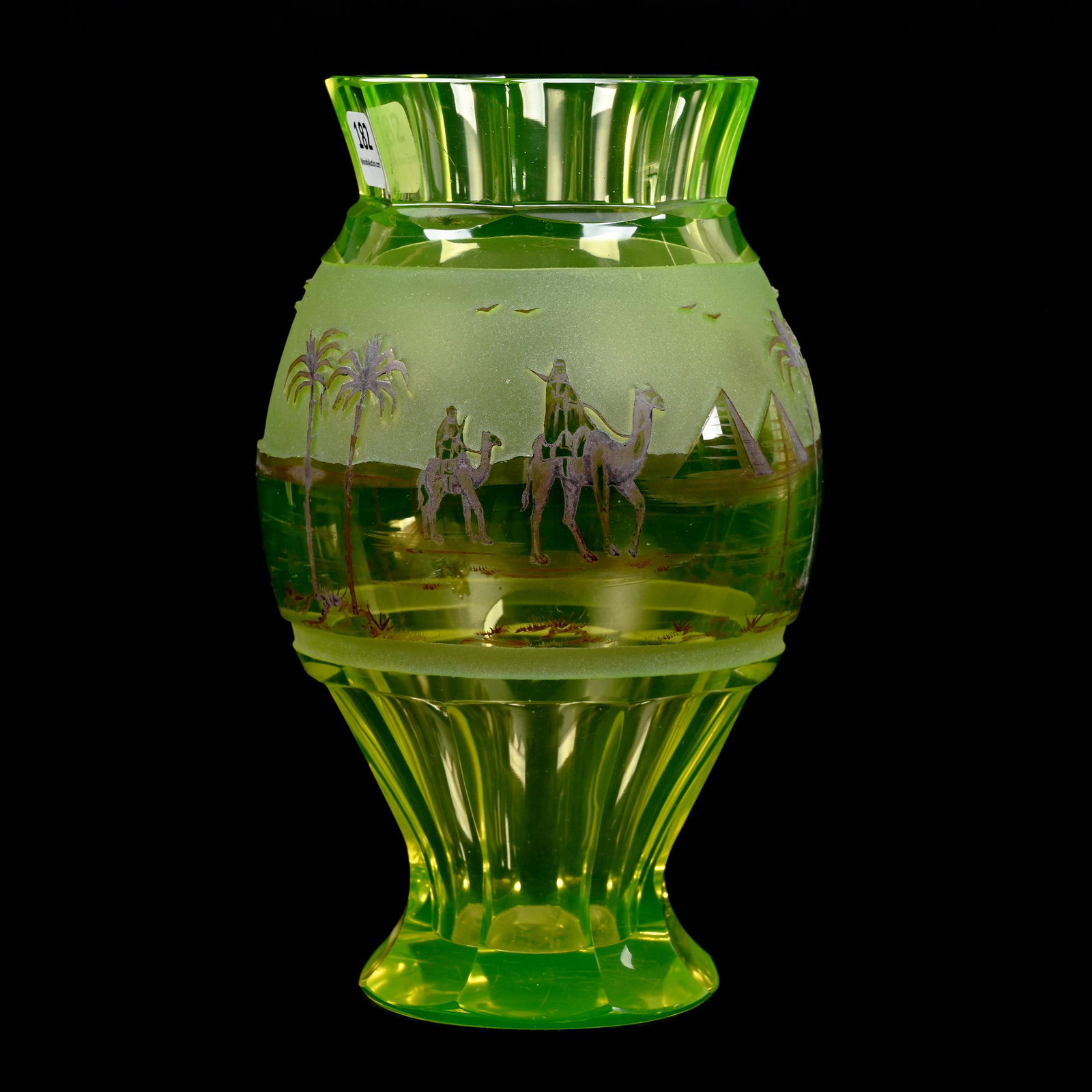 Vase, Solid Vaseline Bohemian Art Glass (1 of 4)