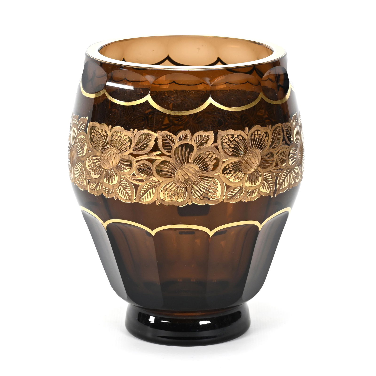 Vase, Solid Dark Amber Bohemian Art Glass (1 of 3)