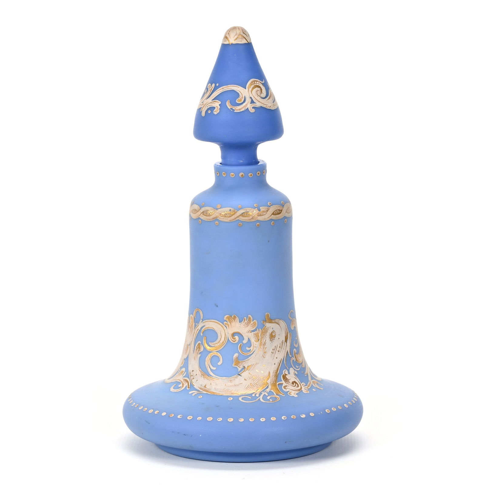 Cologne Bottle, Blue Opaque Satin Bohemian Art Glass (1 of 3)