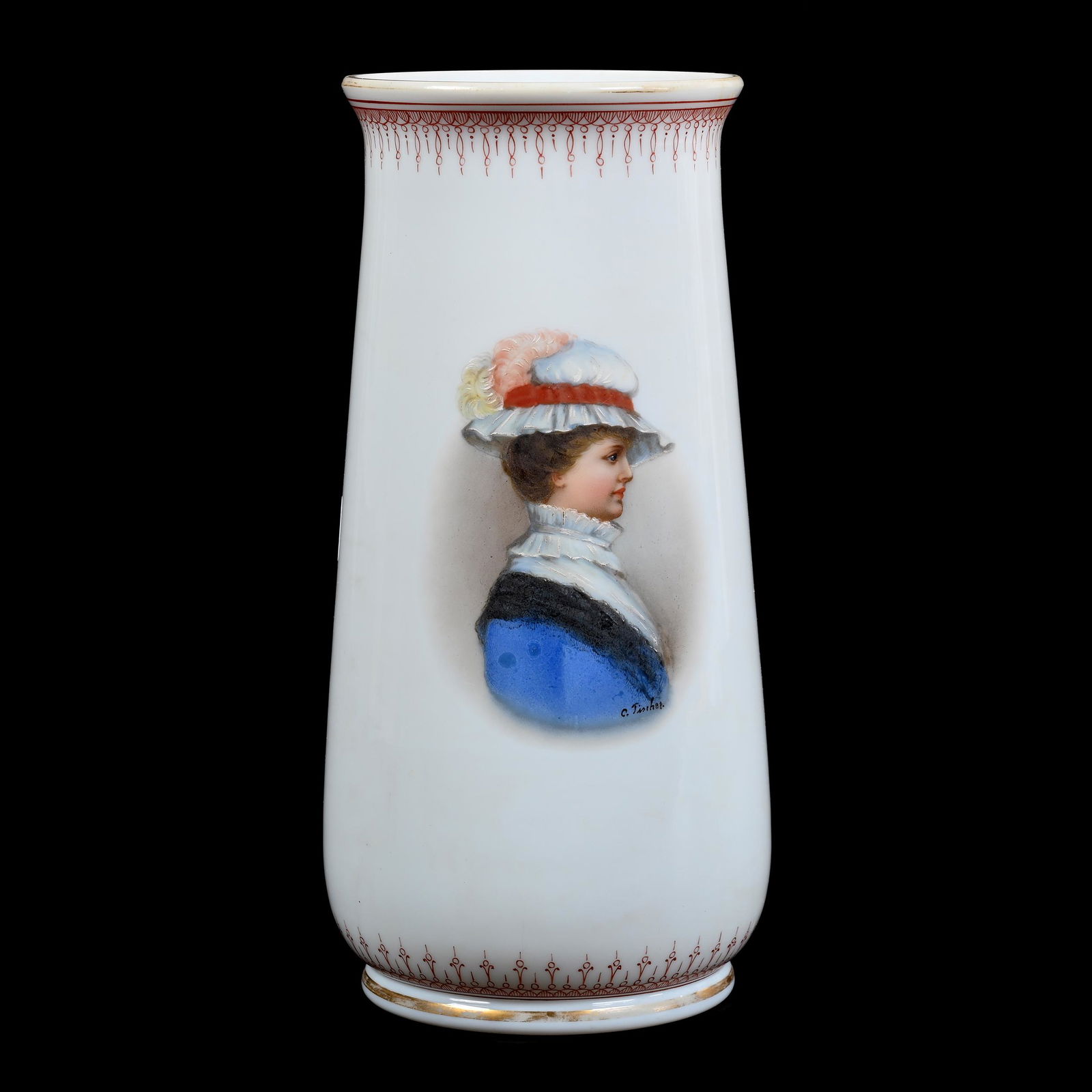 Vase, White Opaline Bohemian Art Glass (1 of 3)
