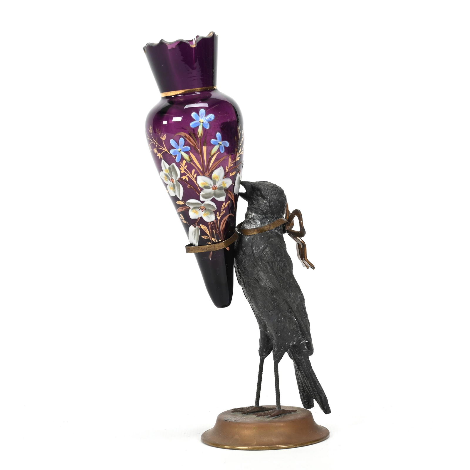 Modified Vase, Amethyst Bohemian Art Glass Insert (1 of 3)